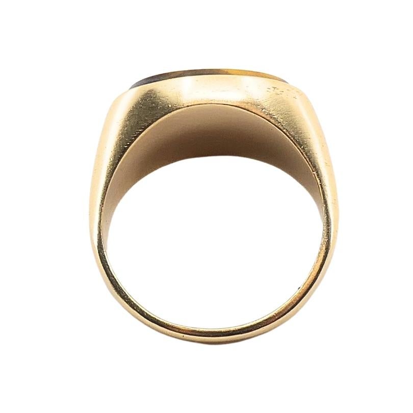 Anello ovale con occhio di tigre vintage in oro 10k in vendita 2