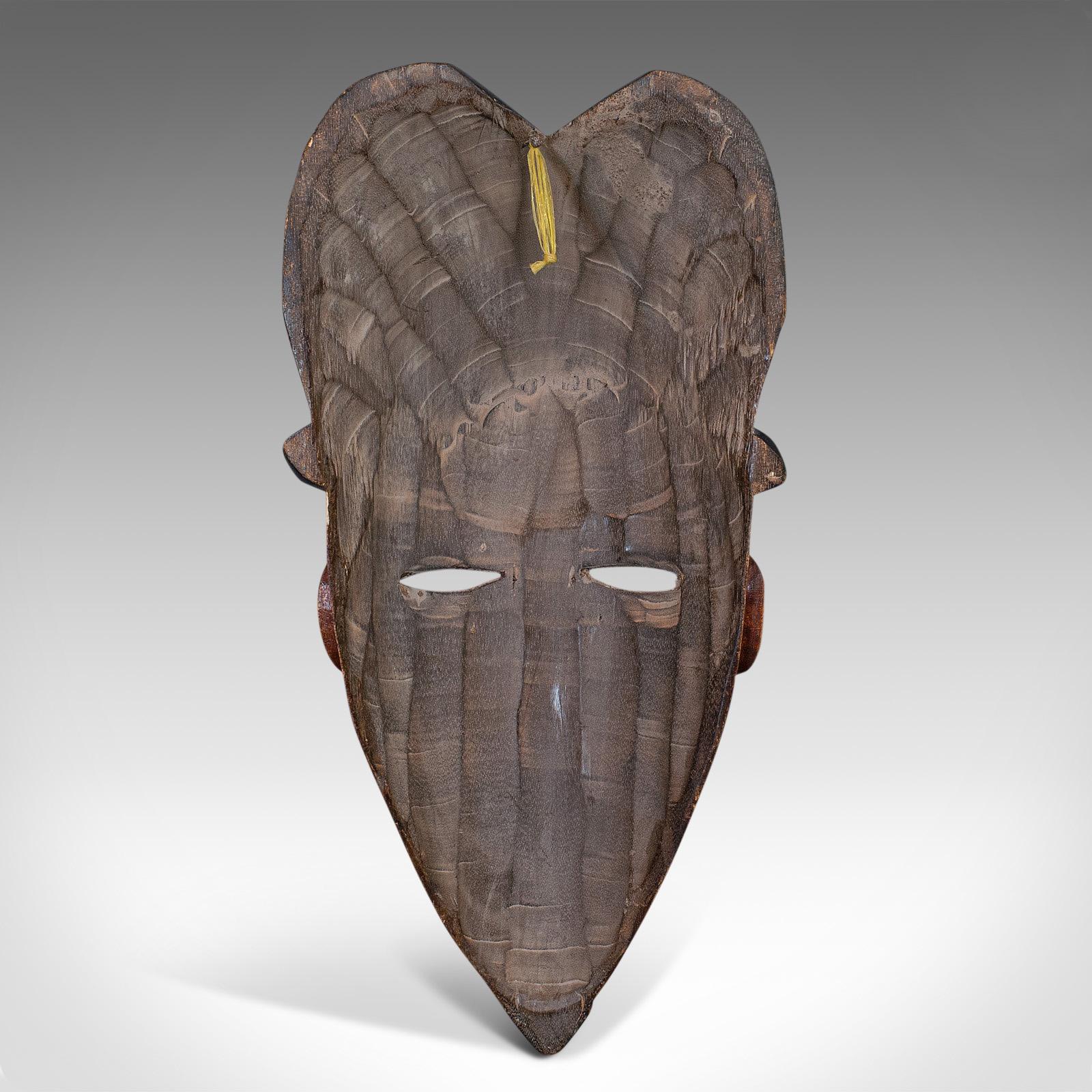 Vintage Tikar Tribal Mask, Cameroon, African, Tropical Hardwood, circa 1970 1