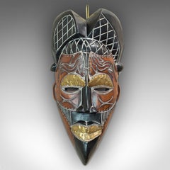 Vintage Tikar Tribal Mask, Cameroon, African, Tropical Hardwood, circa 1970