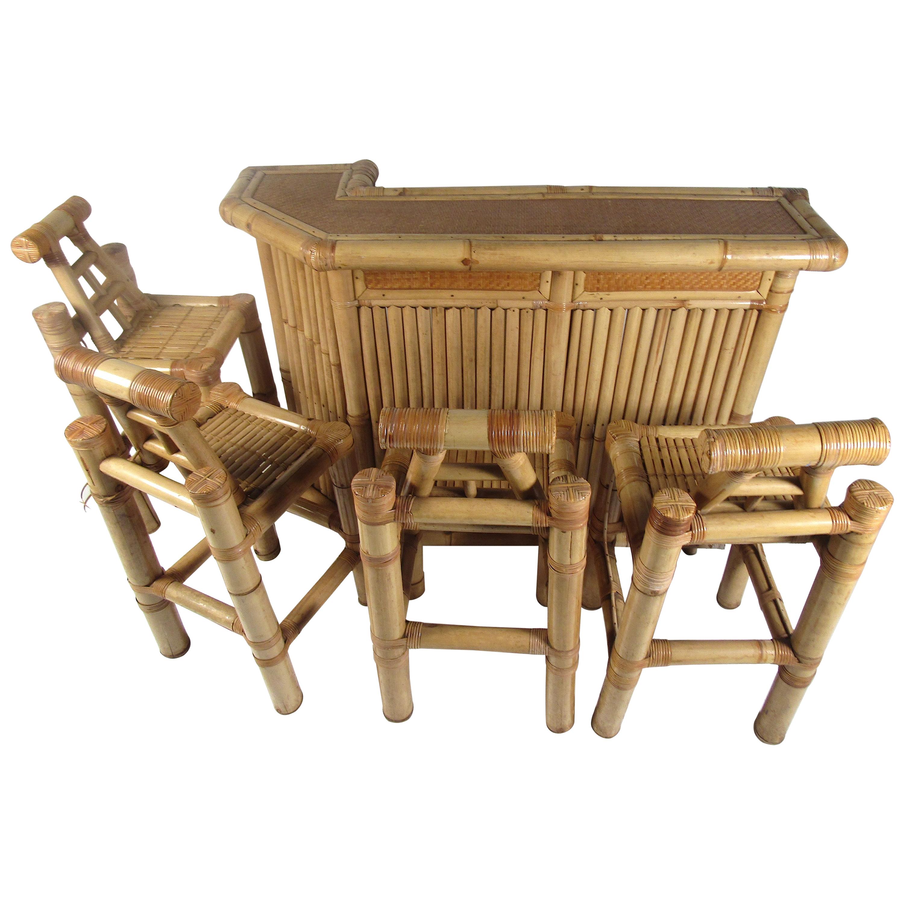 Vintage Tiki Bar with Matching Stools at 1stDibs used tiki bar for