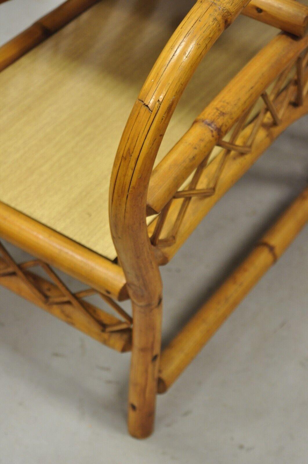 Vintage Tiki Rattan Bentwood Bamboo 2 Tier Sculptural End Tables, a Pair 6
