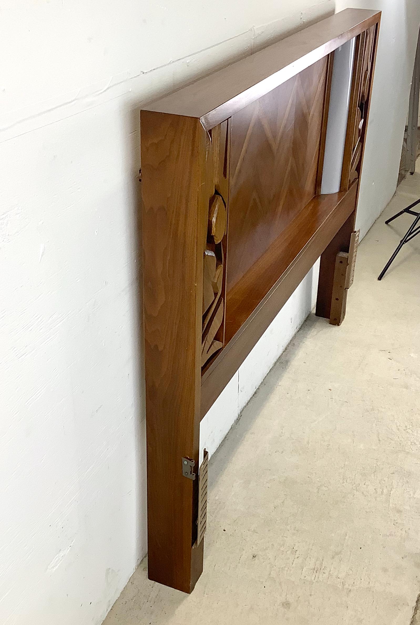 Wood Vintage Tiki Style Backlit Headboard by United Furniture- Full/Queen
