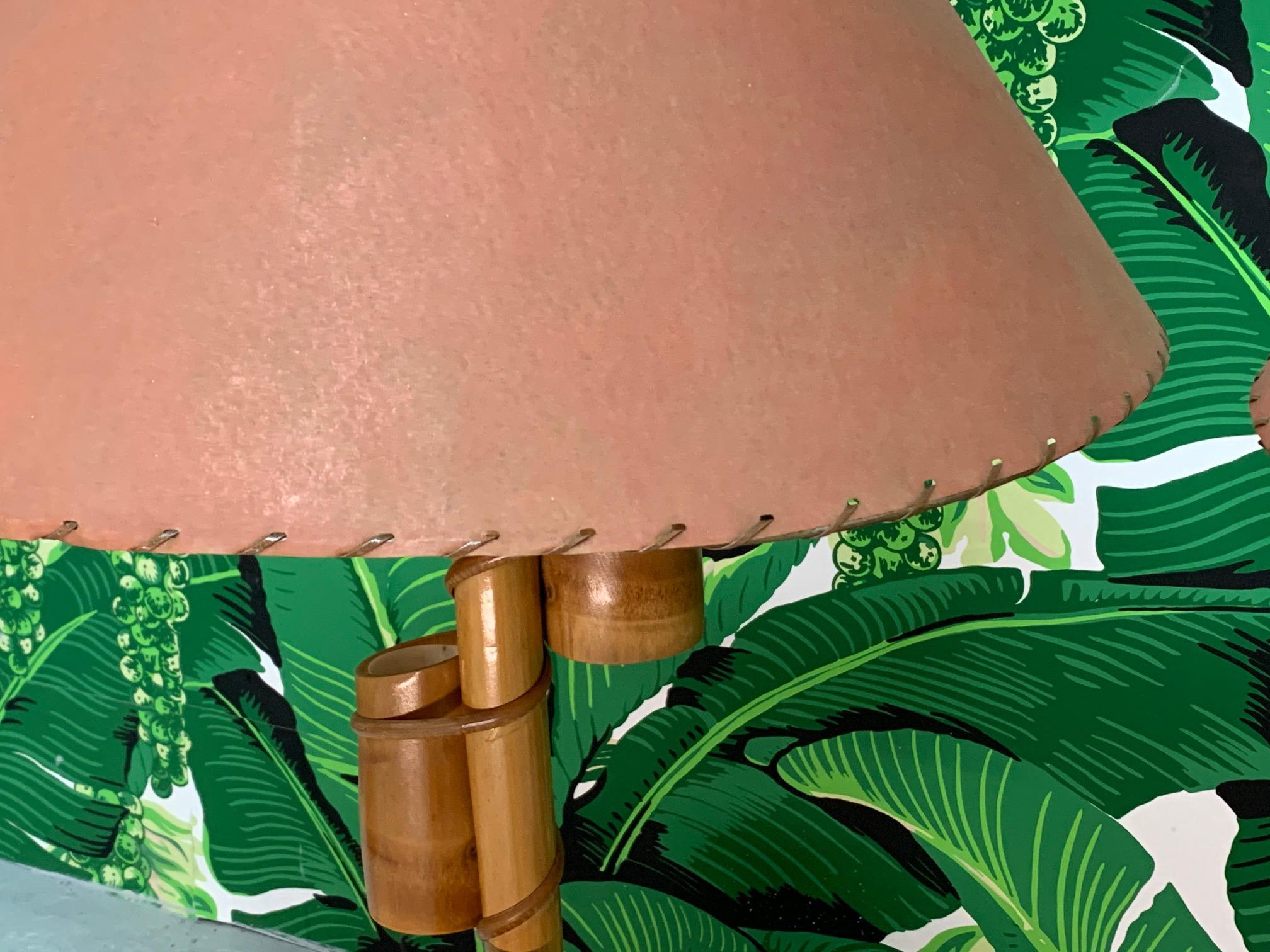 Organic Modern Vintage Tiki Style Rattan and Bamboo Table Lamps
