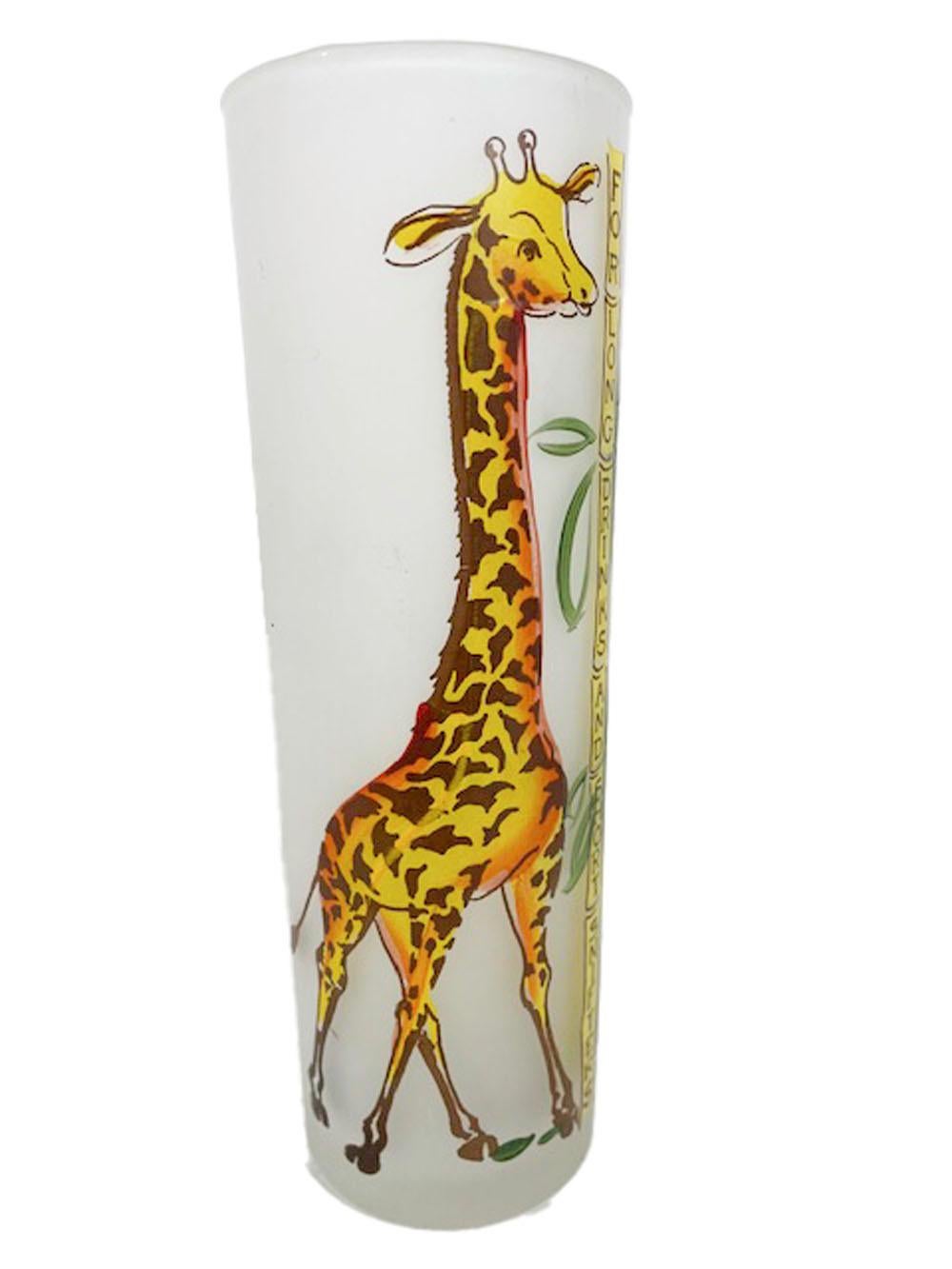 American Vintage Tiki / Zombie Glasses Giraffes Painted by Gay Fad on Libbey Glass Blanks For Sale