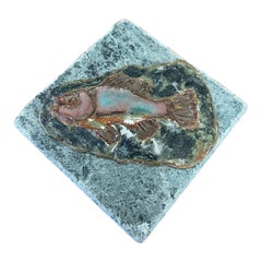 Vintage Tile Decorative Wall Art With Fish Motif.