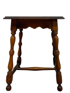 Vintage Tile Top Side Table with Turned legs and Wood Frame