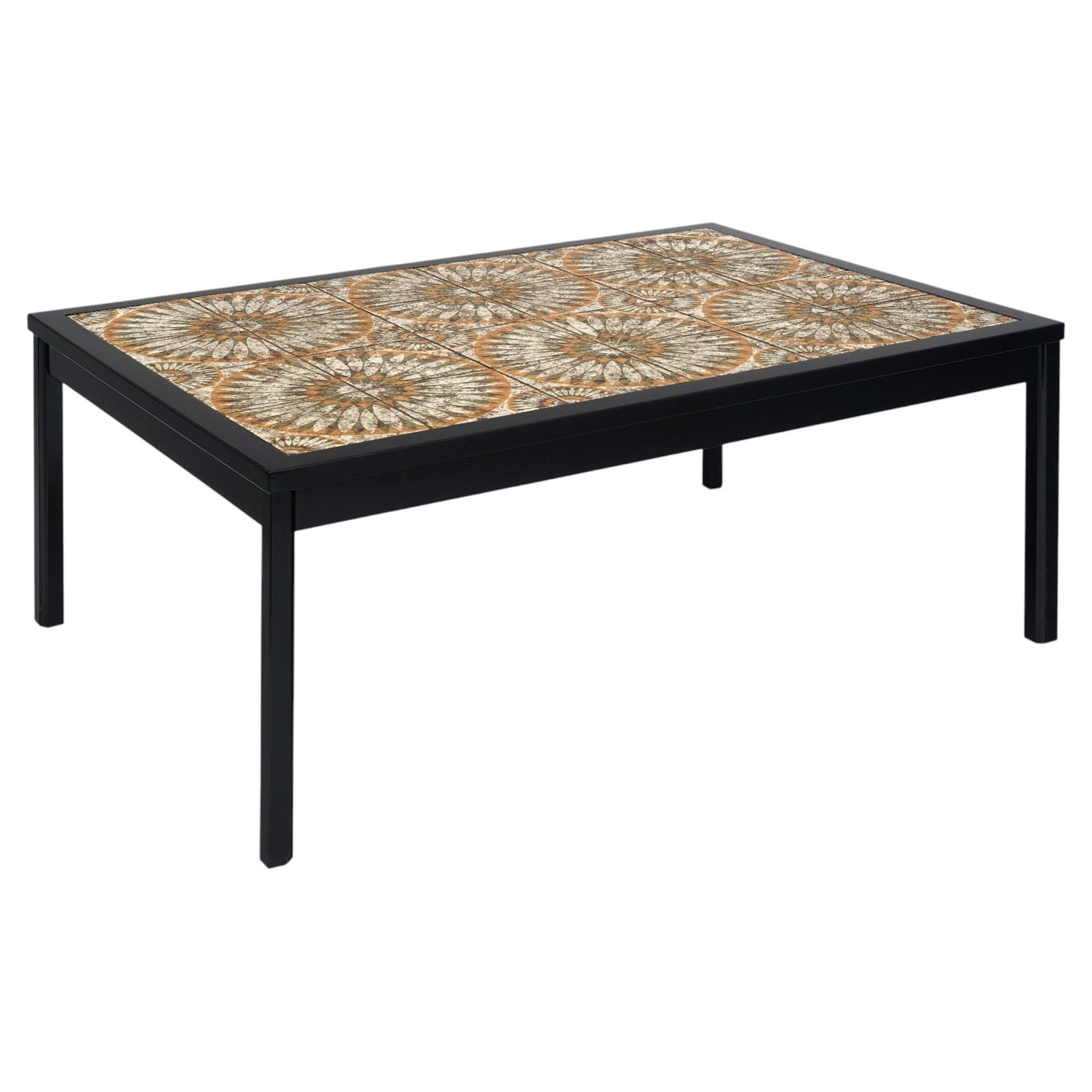 Vintage Tiled Coffee Table from Vallauris, Black and Multicolor