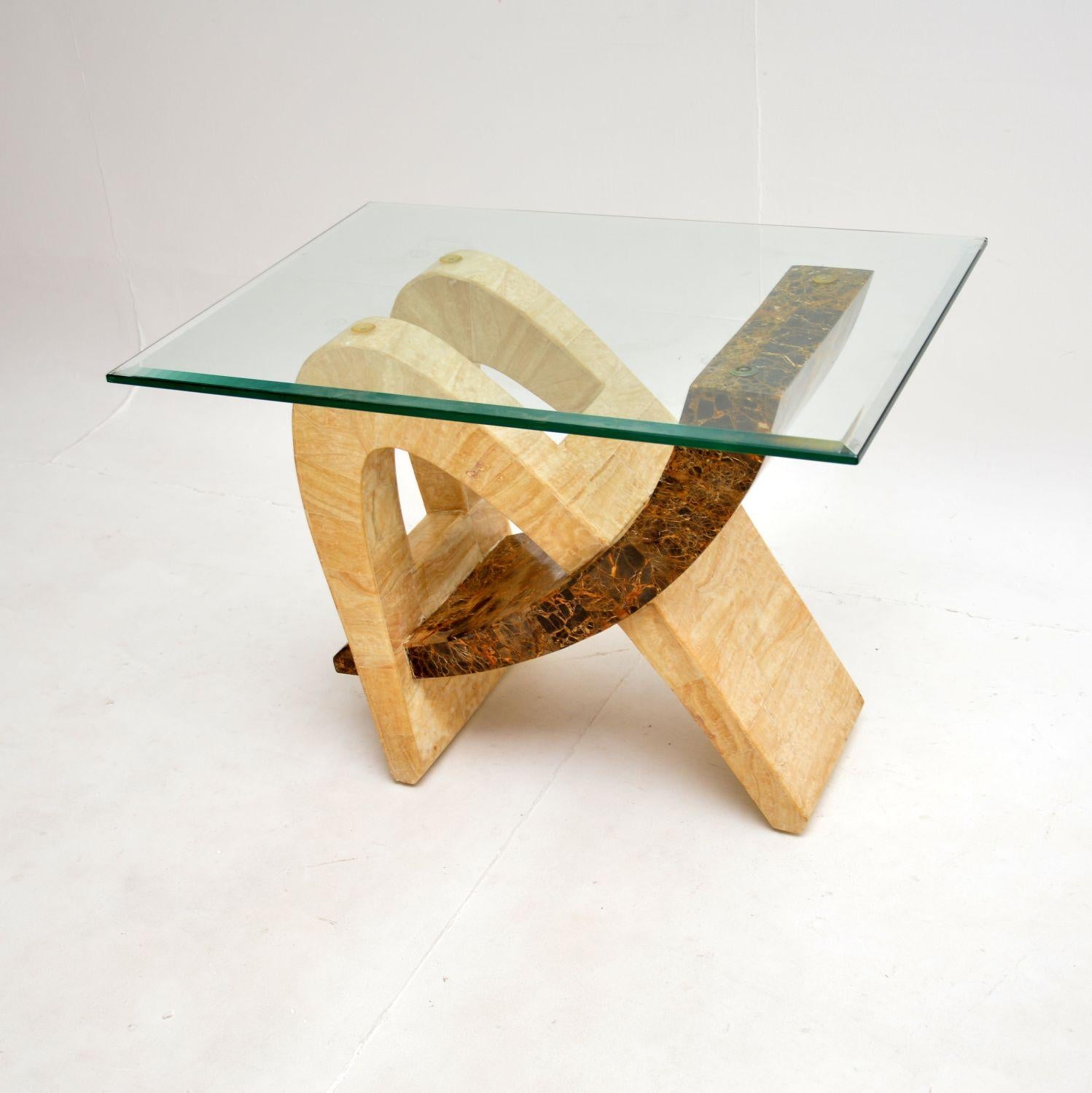 Mid-Century Modern Vintage Tiled Marble Side Table For Sale