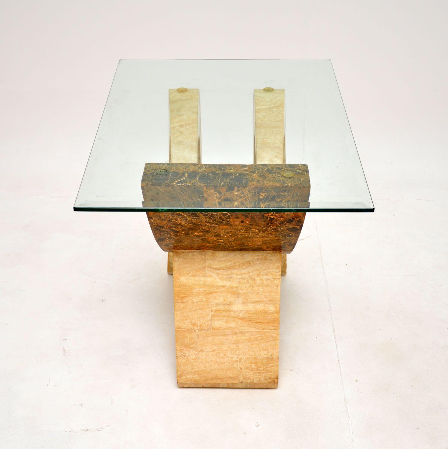 Late 20th Century Vintage Tiled Marble Side Table For Sale