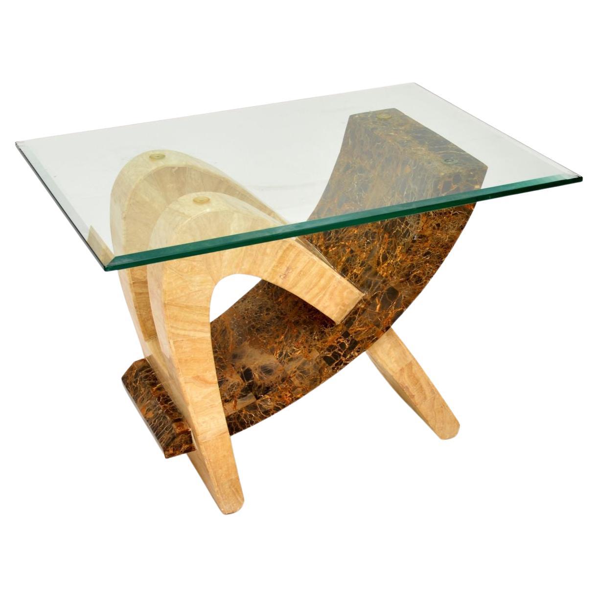 Vintage Tiled Marble Side Table For Sale