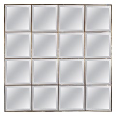 Vintage Tiled Wall Mirror with Beveled Glass