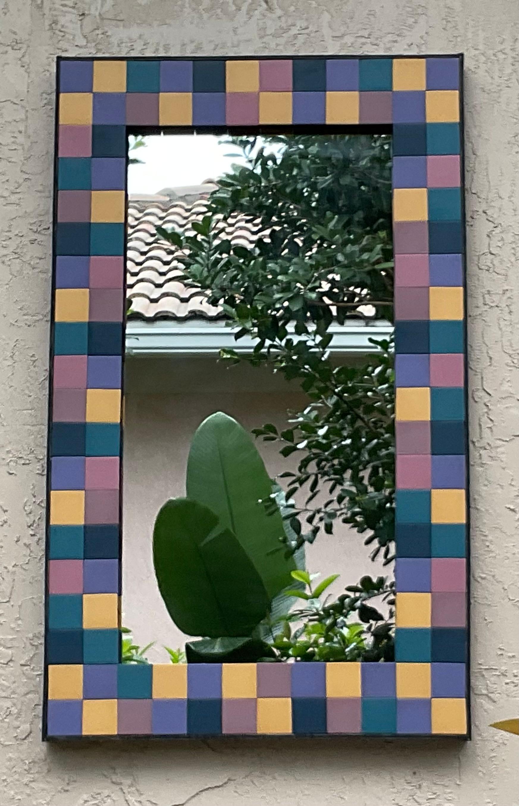 Specchio con mosaico di piastrelle vintage - Realizzato a mano da Joseph Malekan in vendita 4