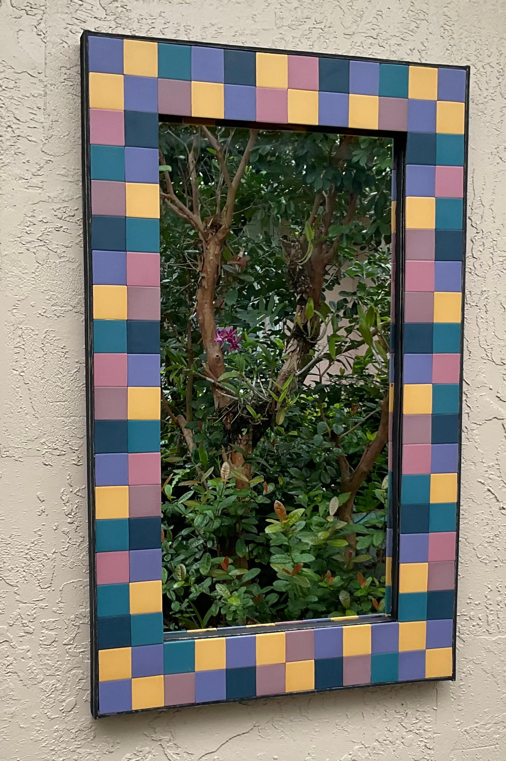 Americano Specchio con mosaico di piastrelle vintage - Realizzato a mano da Joseph Malekan in vendita