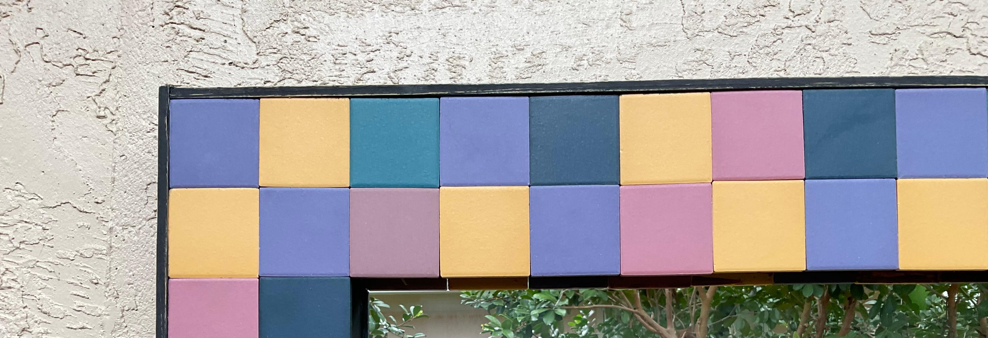 Fatto a mano Specchio con mosaico di piastrelle vintage - Realizzato a mano da Joseph Malekan in vendita