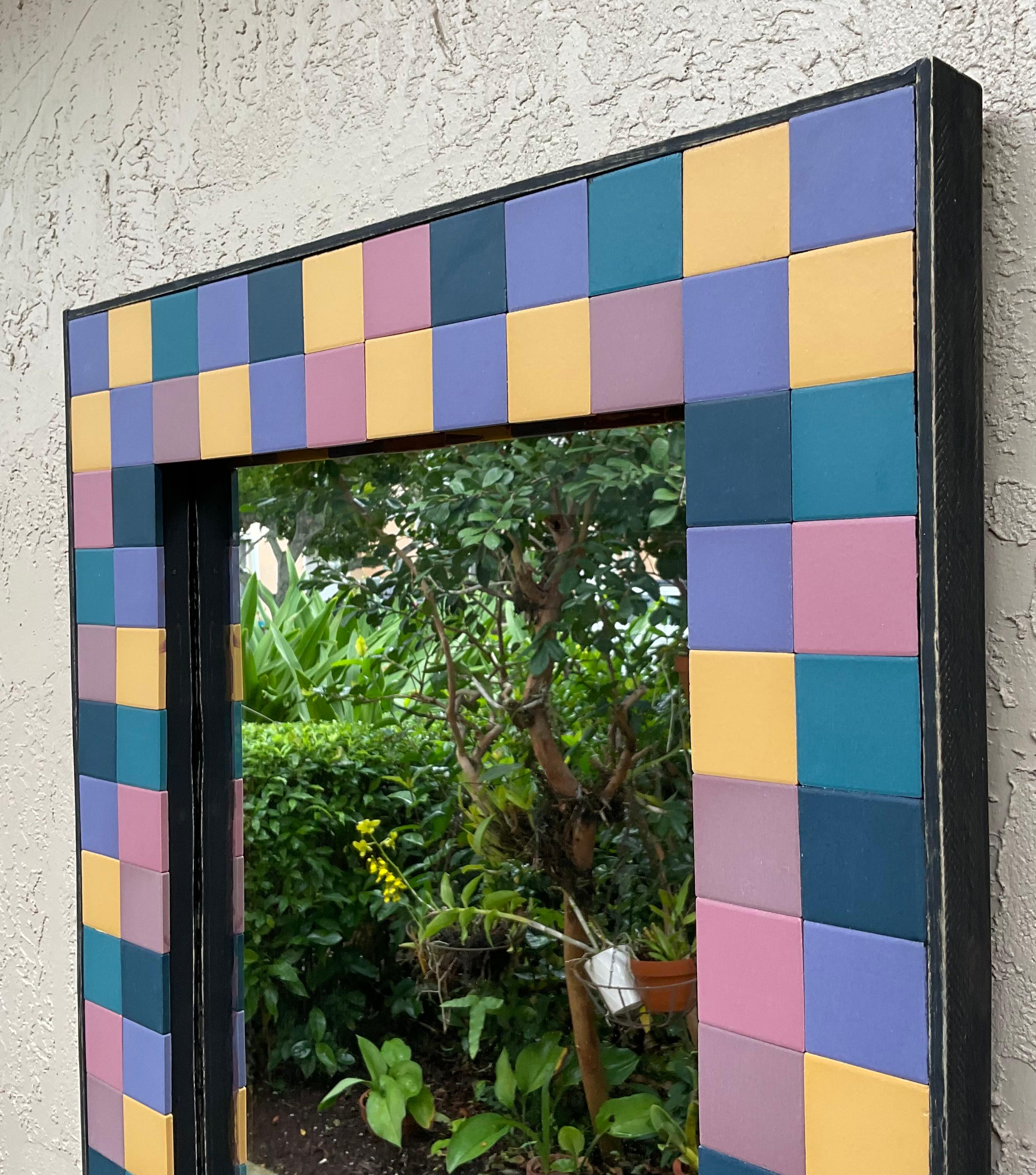 Specchio con mosaico di piastrelle vintage - Realizzato a mano da Joseph Malekan in vendita 1