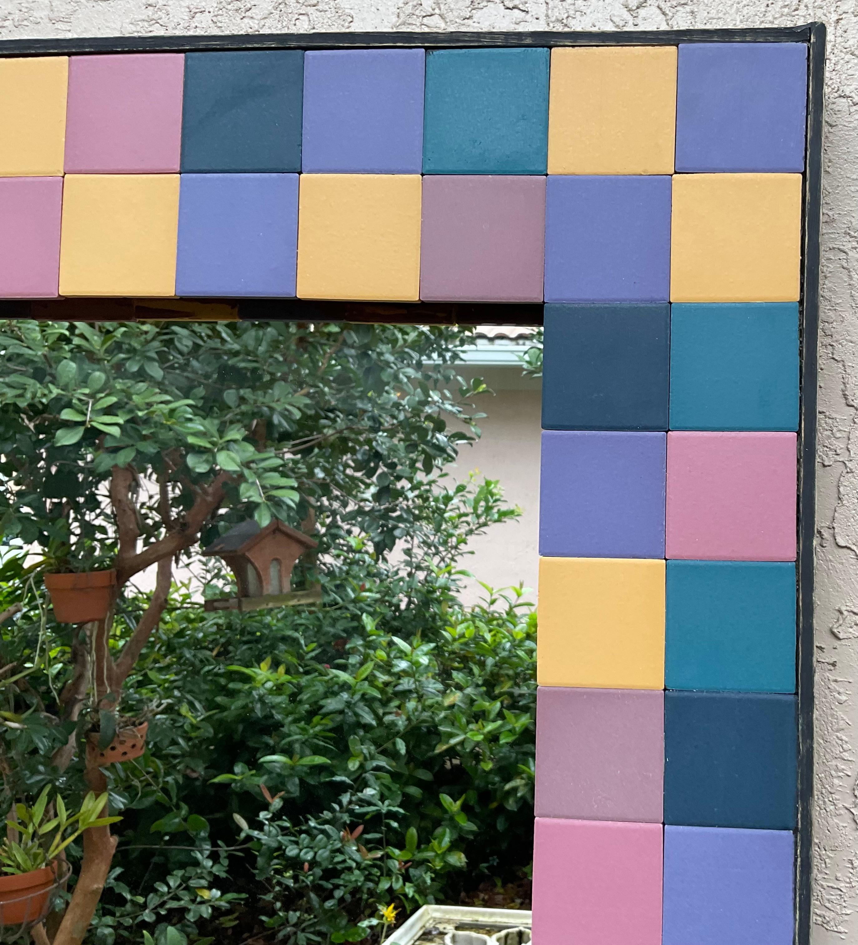 Specchio con mosaico di piastrelle vintage - Realizzato a mano da Joseph Malekan in vendita 2
