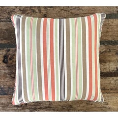 Vintage Tilton Fenwick for Duralee Striped Cotton Throw Pillow