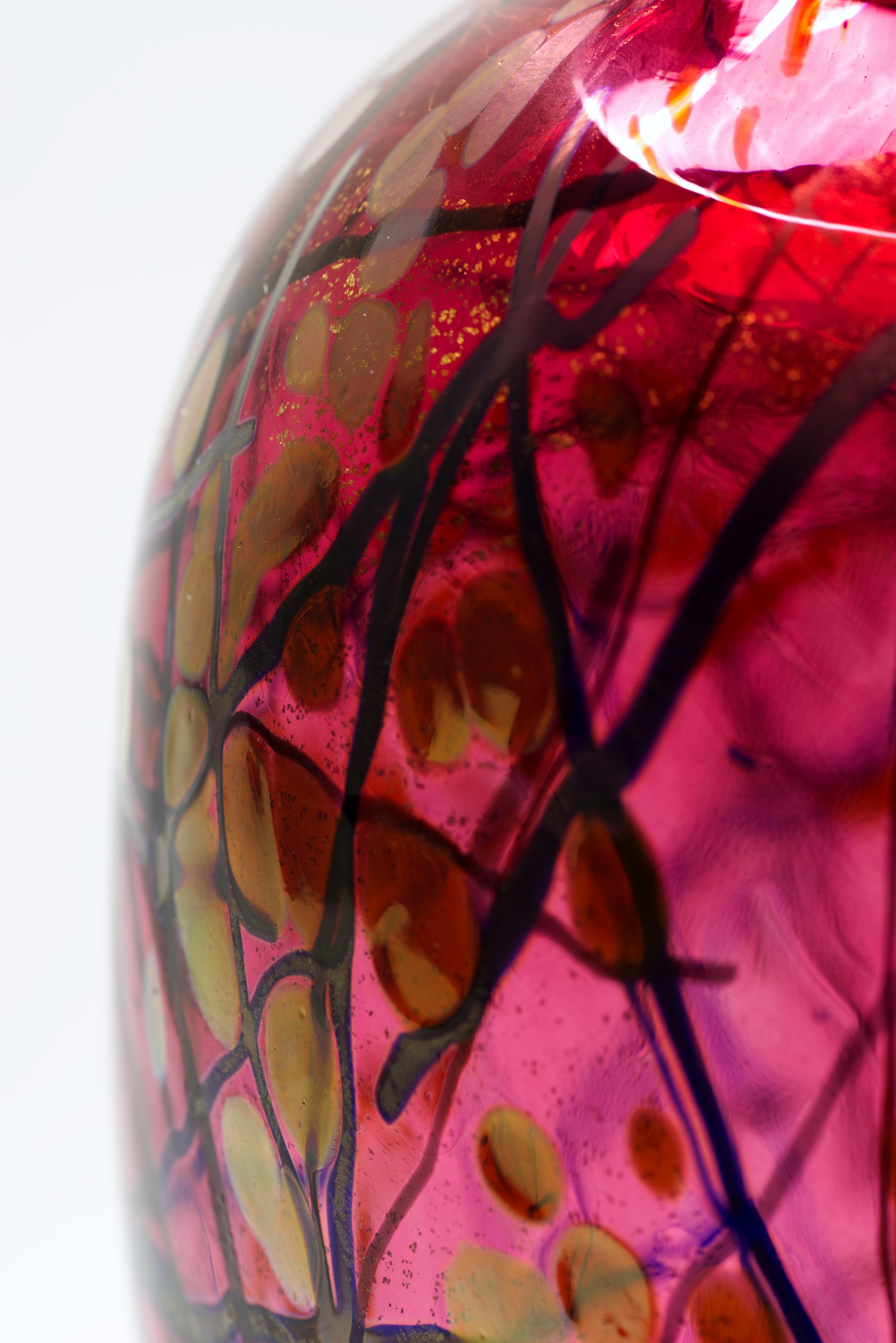 Jarrón rojo sangre de buey Vintage Tim Lazer, American Studio Art Glass, 1971 en venta 2