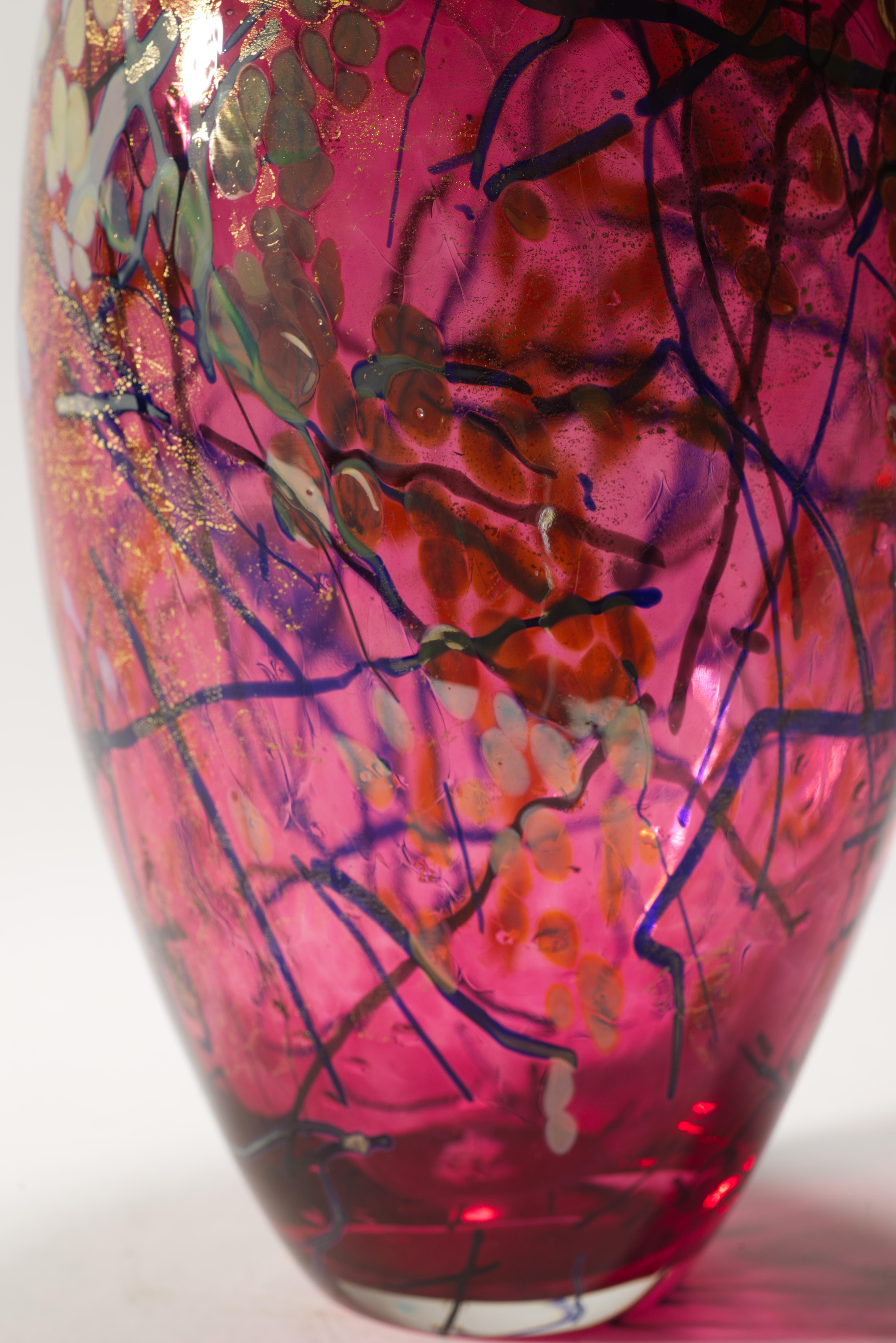 Jarrón rojo sangre de buey Vintage Tim Lazer, American Studio Art Glass, 1971 en venta 5