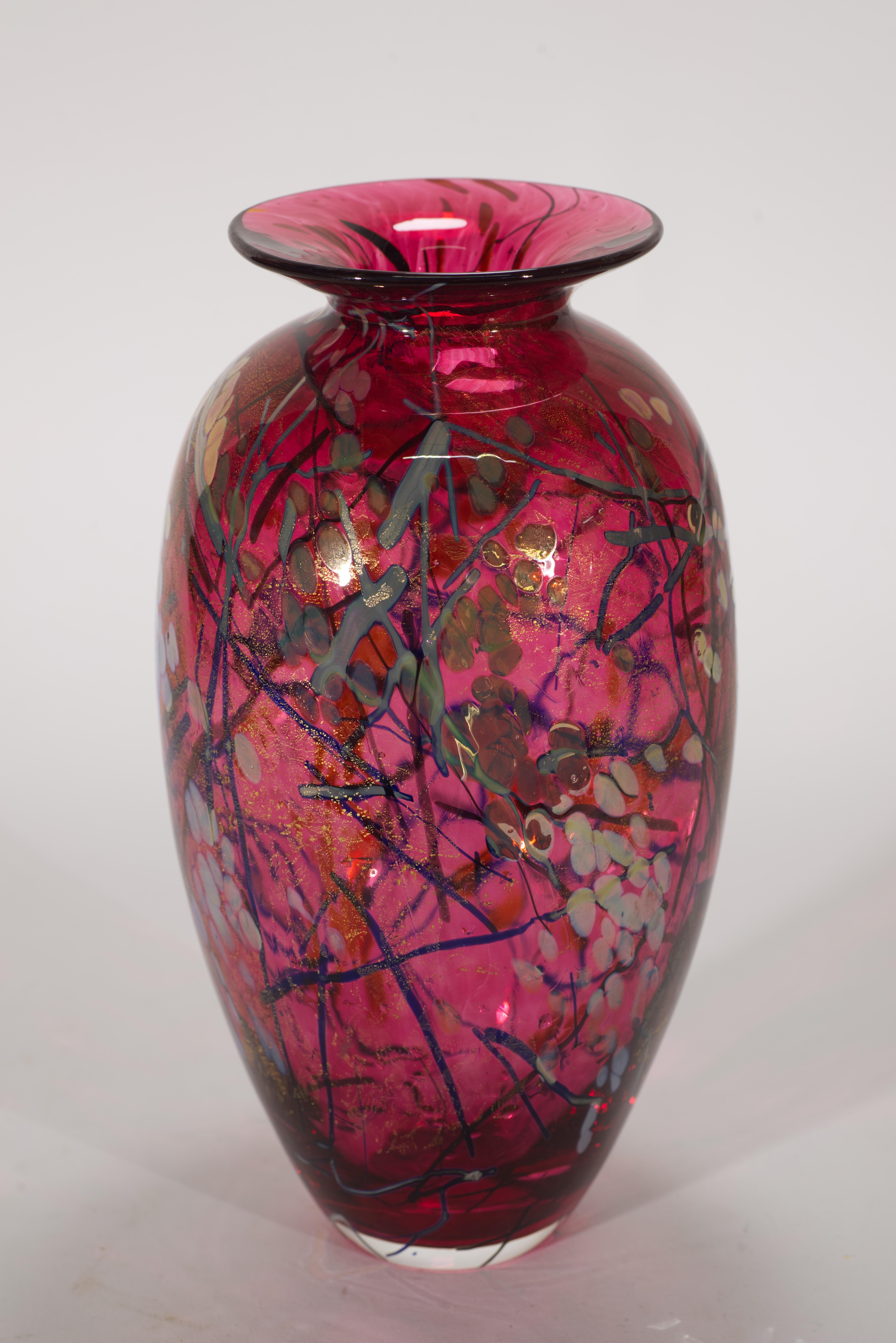 Jarrón rojo sangre de buey Vintage Tim Lazer, American Studio Art Glass, 1971 Estadounidense en venta