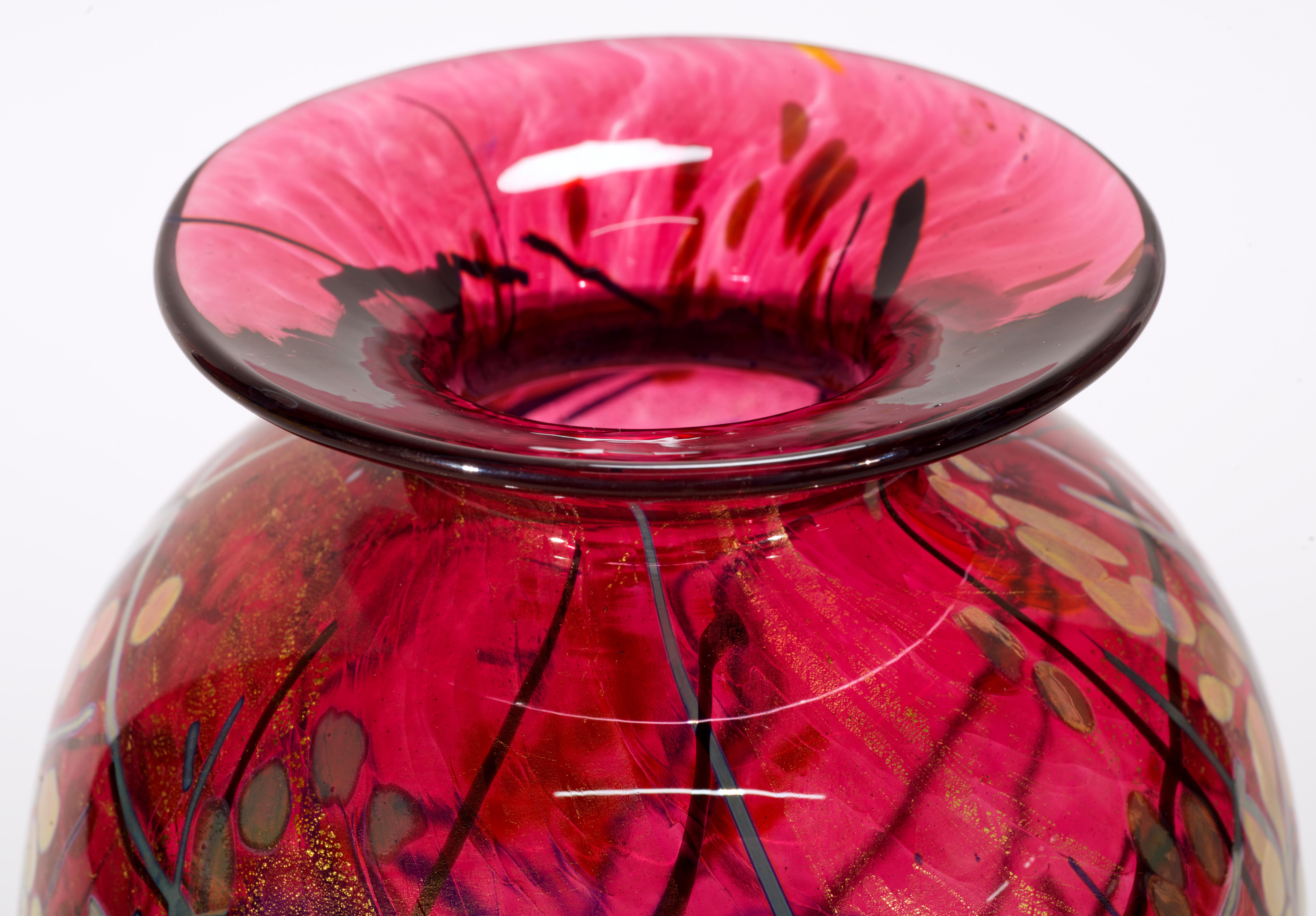 Jarrón rojo sangre de buey Vintage Tim Lazer, American Studio Art Glass, 1971 en Bueno estado para la venta en Clifton Springs, NY