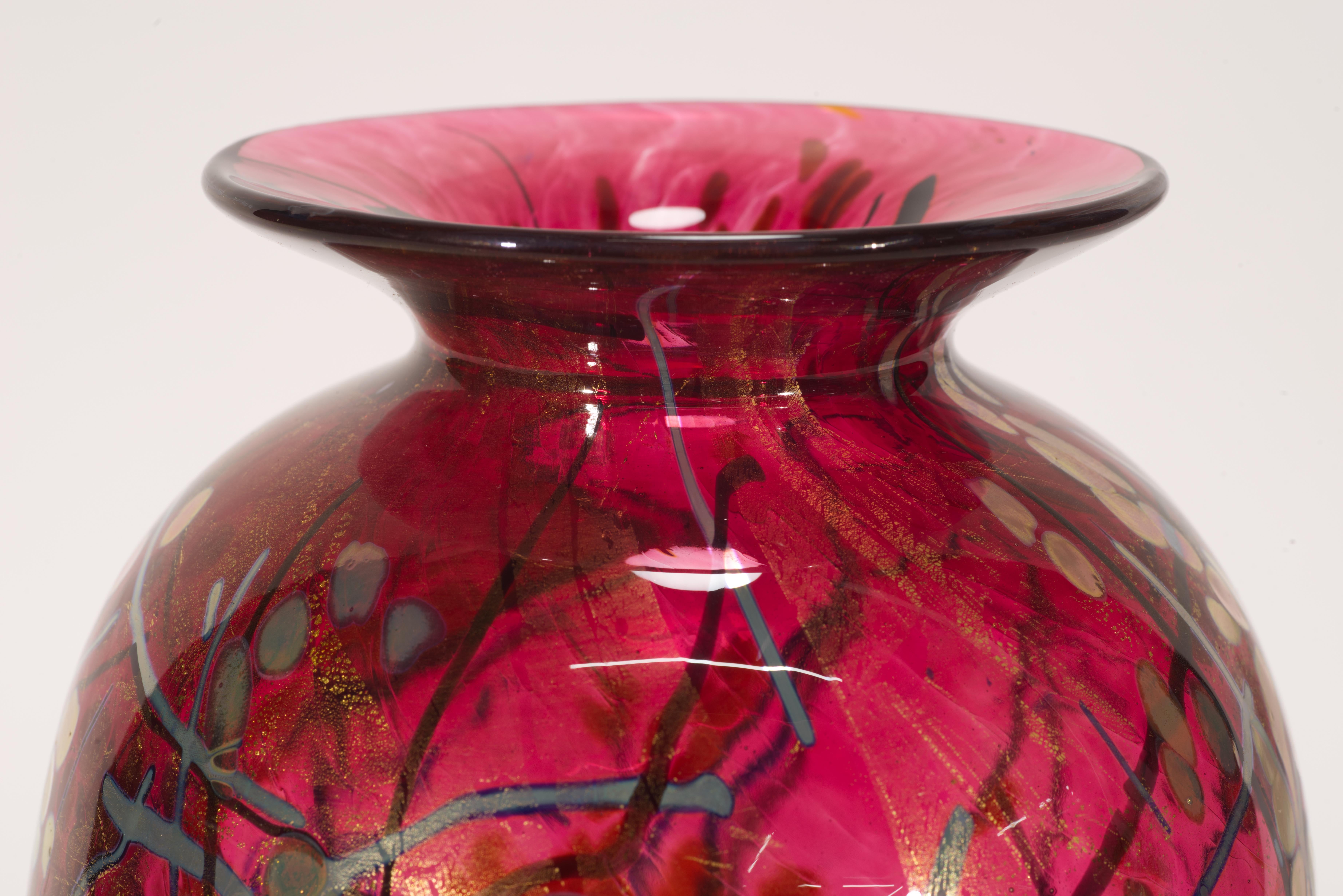 Jarrón rojo sangre de buey Vintage Tim Lazer, American Studio Art Glass, 1971 Vidrio artístico en venta