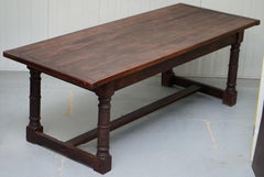 Vintage Timber Planked Top English Farmhouse Refectory Dining Table Seats 8-10