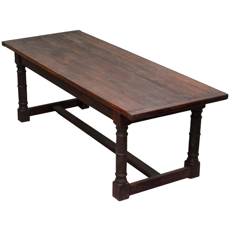 Vintage Timber Planked Top English, How Long Is A Table That Seats 8 10