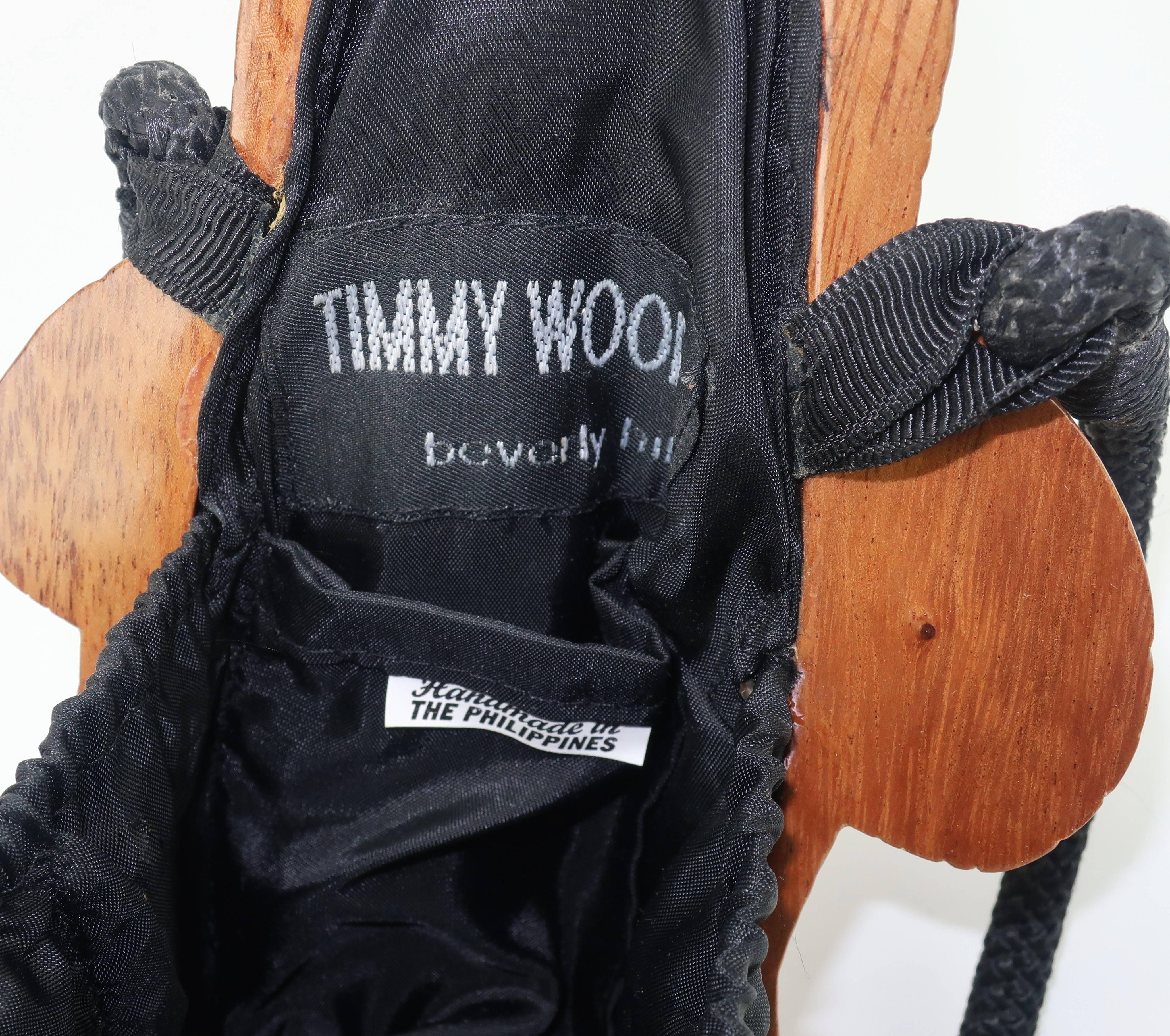 Vintage Timmy Woods Monkey Carved Wood Handbag 3