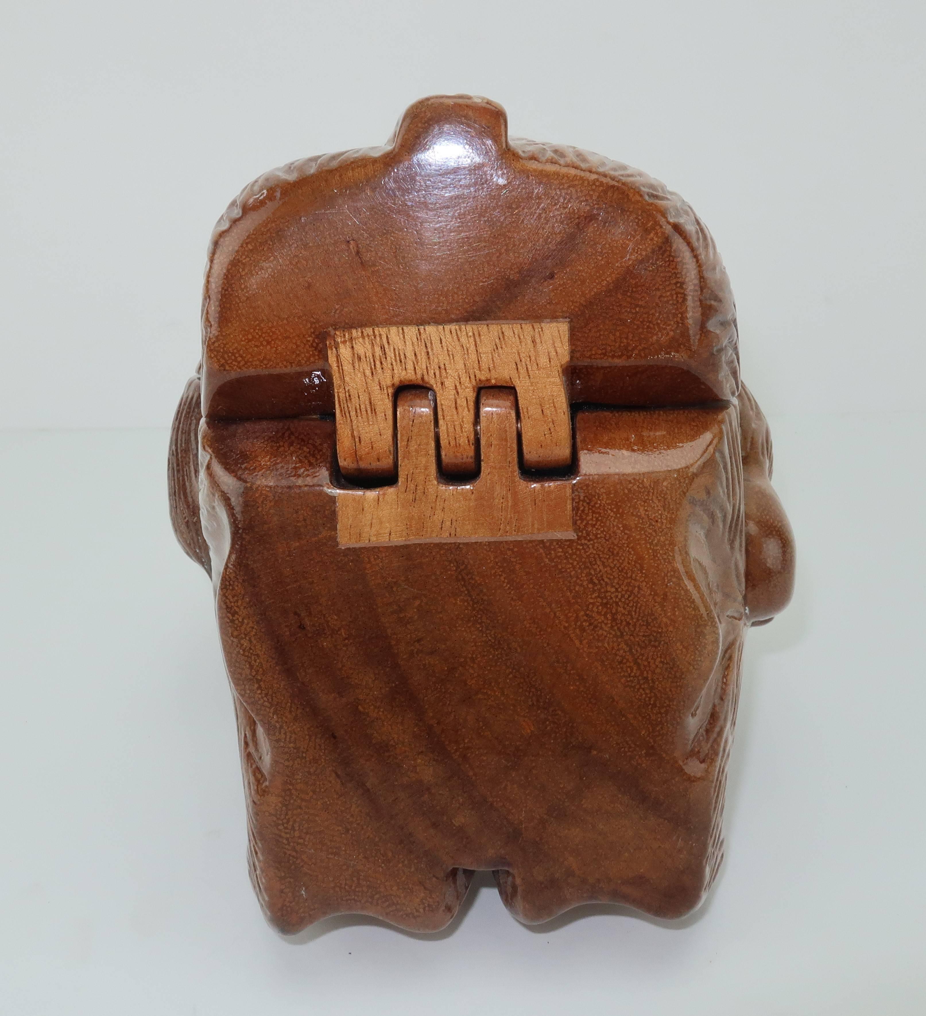Women's Vintage Timmy Woods Monkey Carved Wood Handbag