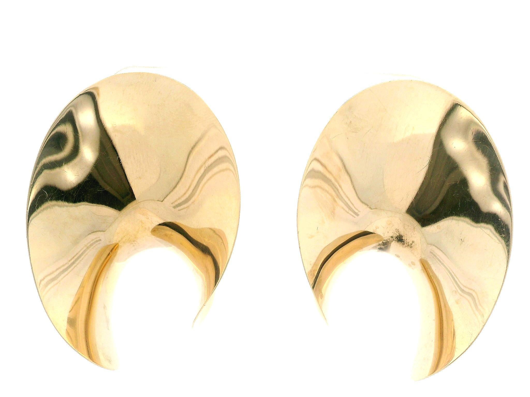 Vintage Timothy Grannis 14k Gelbgold Polierte Chunky Große modernistische Ohrringe im Angebot 8