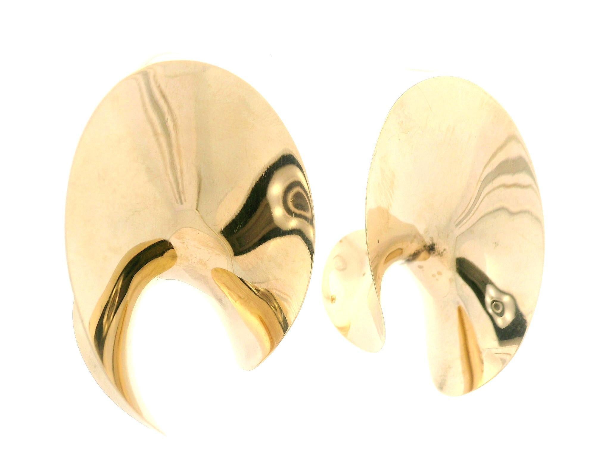 Vintage Timothy Grannis 14k Gelbgold Polierte Chunky Große modernistische Ohrringe im Angebot 1