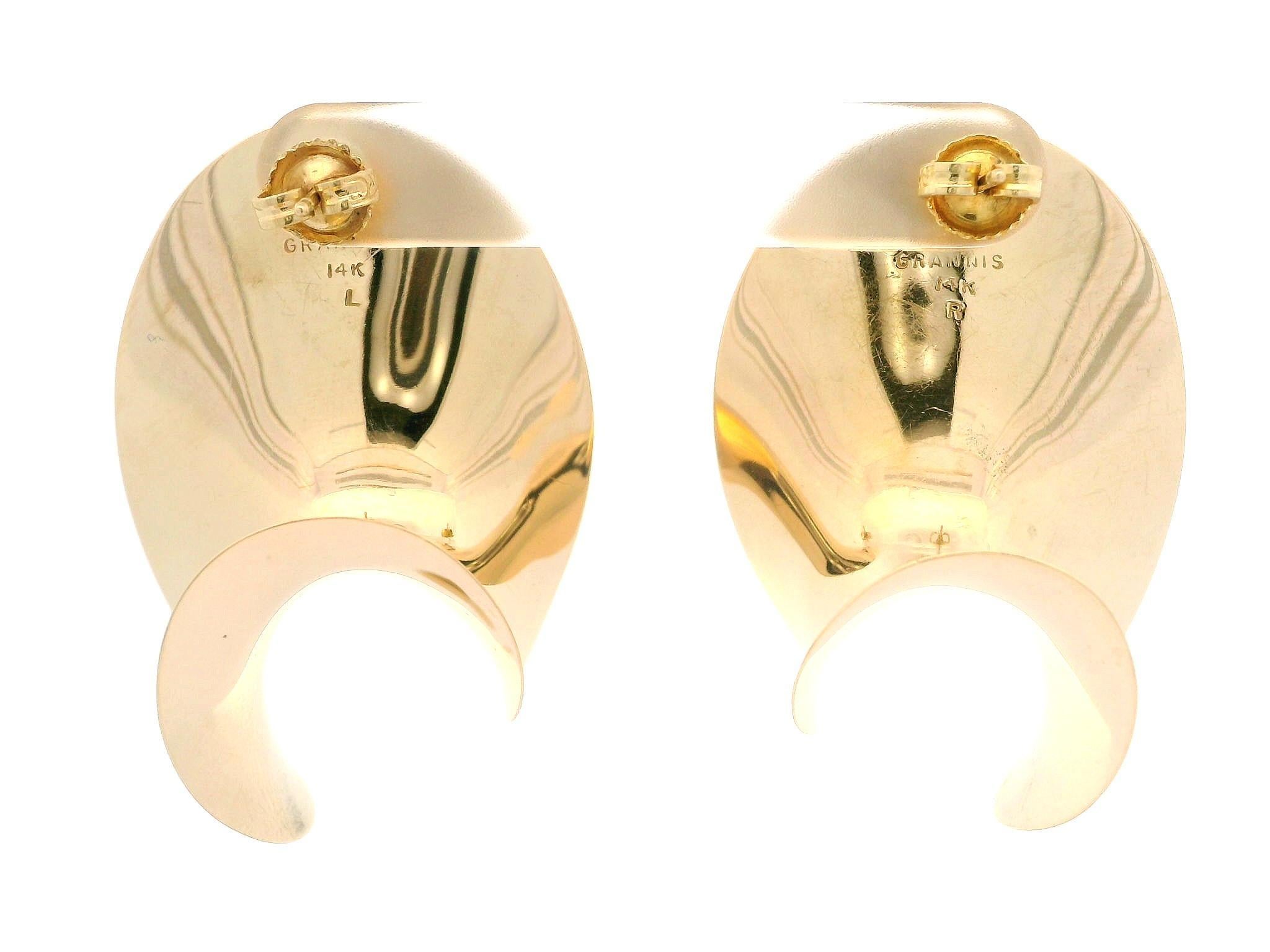 Vintage Timothy Grannis 14k Gelbgold Polierte Chunky Große modernistische Ohrringe im Angebot 3