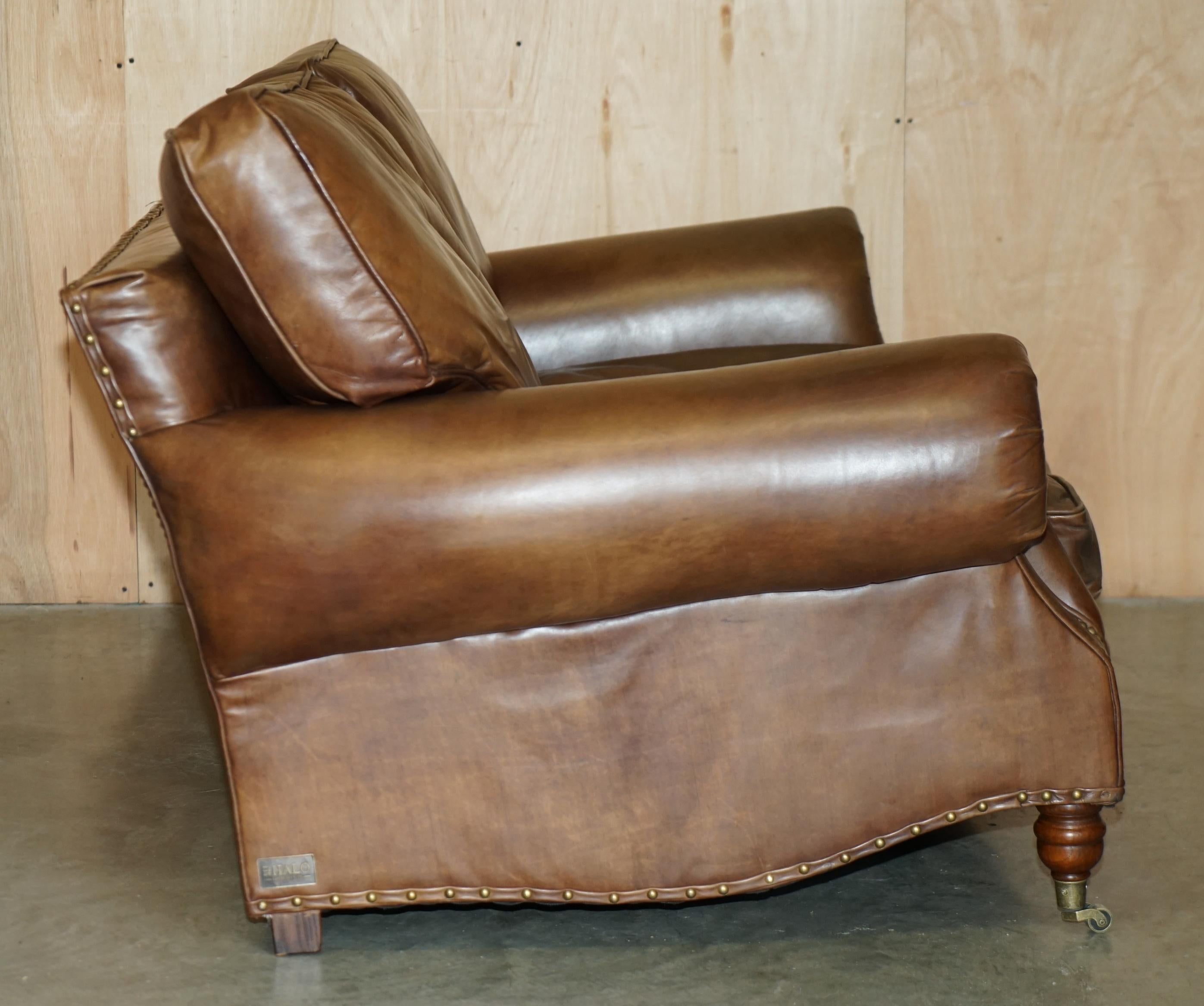 VINTAGE TiMOTHY OULTON DISEÑADOR DE HALO HERITAGE CUERO MARRON BALMORAL SOFA en venta 8