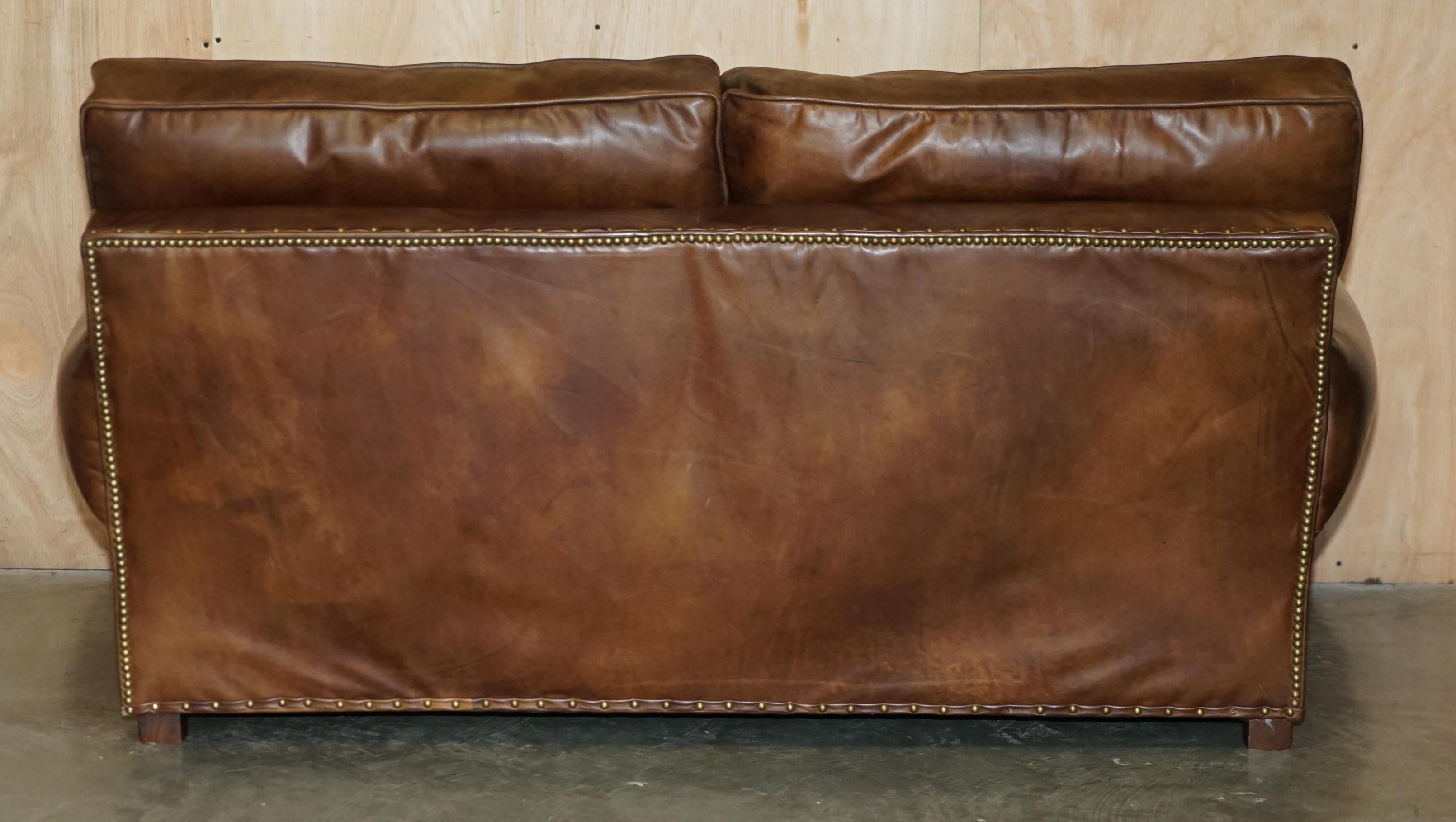 VINTAGE TiMOTHY OULTON DISEÑADOR DE HALO HERITAGE CUERO MARRON BALMORAL SOFA en venta 10