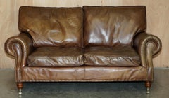VINTAGE TiMOTHY OULTON DESIGNER FOR HALO HERITAGE BROWN LEATHER BALMORAL SOFA