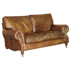 VINTAGE TiMOTHY OULTON DESIGNER für HALO HERITAGE BALMORAL SOFA aus braunem LEDER