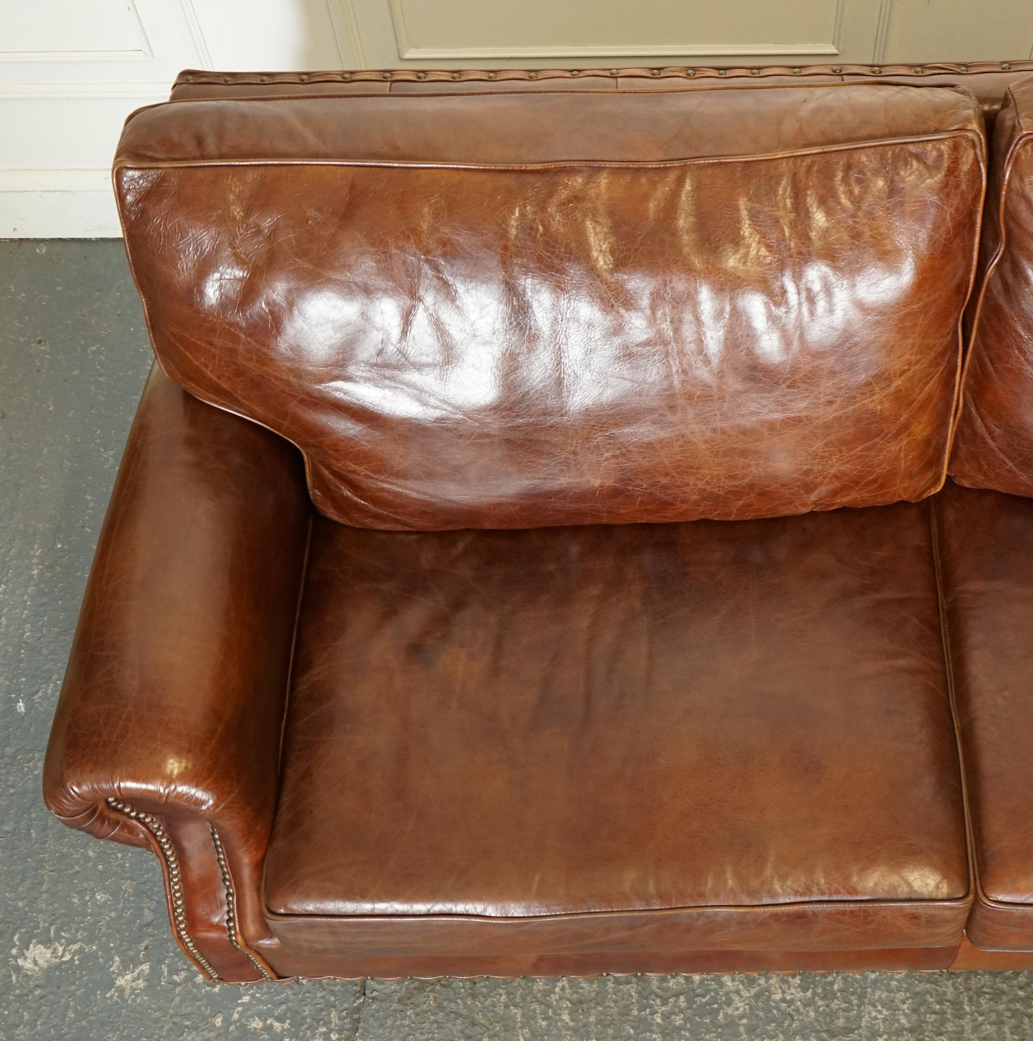 VINTAGE TiMOTHY OULTON HALO BALMORAL BROWN LEATHER TWO TO THREE SEATER SOFA 4