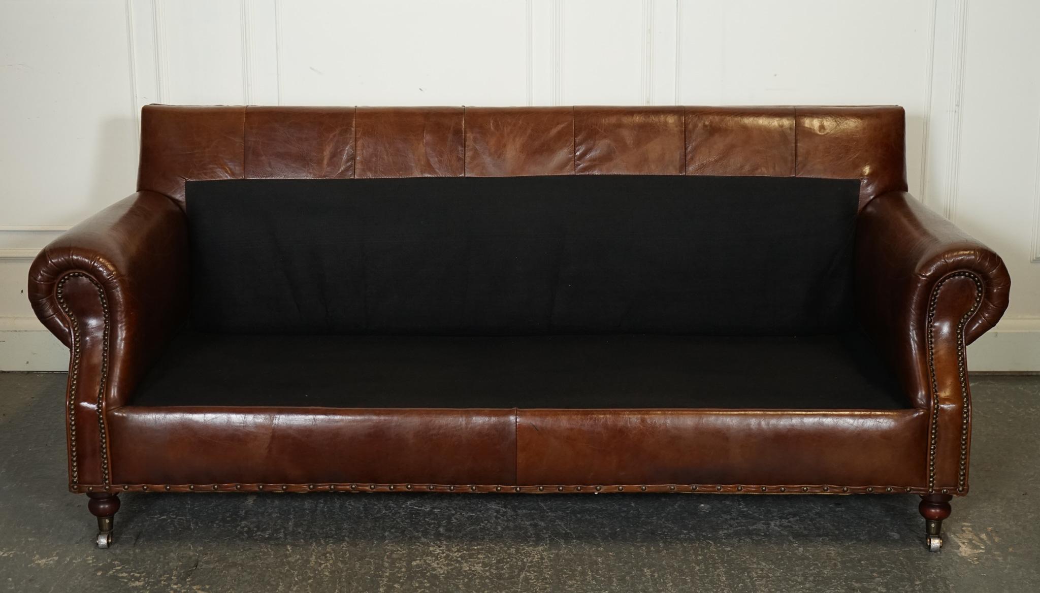 VINTAGE TiMOTHY OULTON HALO BALMORAL BROWN LEATHER TWO TO THREE SEATER SOFA 6