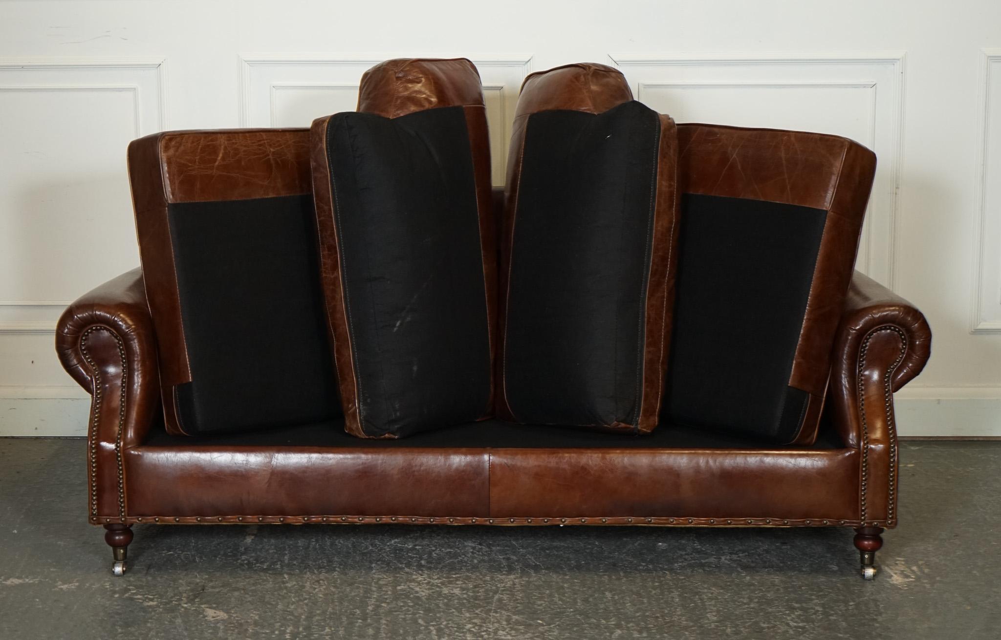 VINTAGE TiMOTHY OULTON HALO BALMORAL BROWN LEATHER TWO TO THREE SEATER SOFA 7