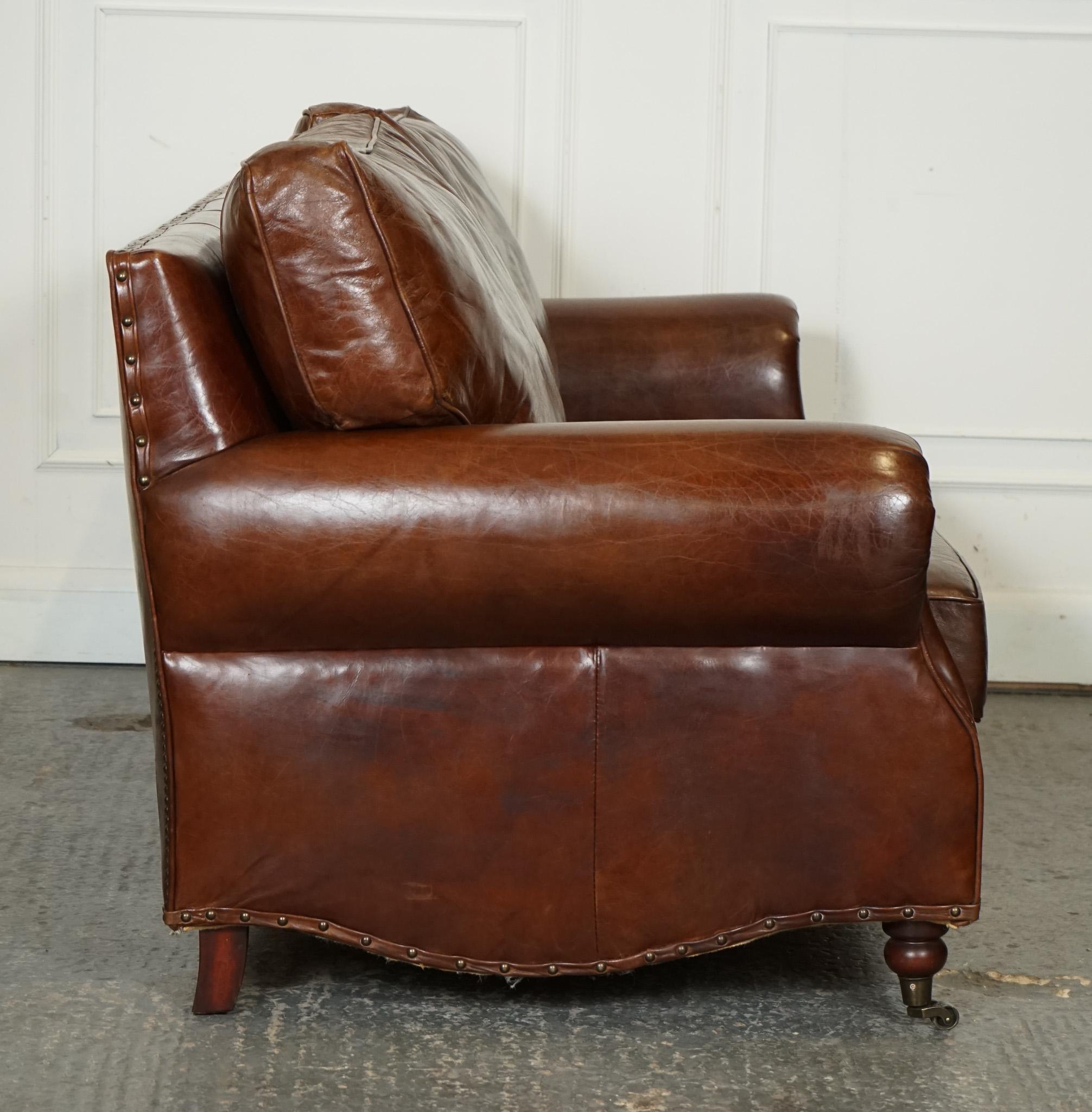 VINTAGE TiMOTHY OULTON HALO BALMORAL BROWN LEATHER TWO TO THREE SEATER SOFA 8