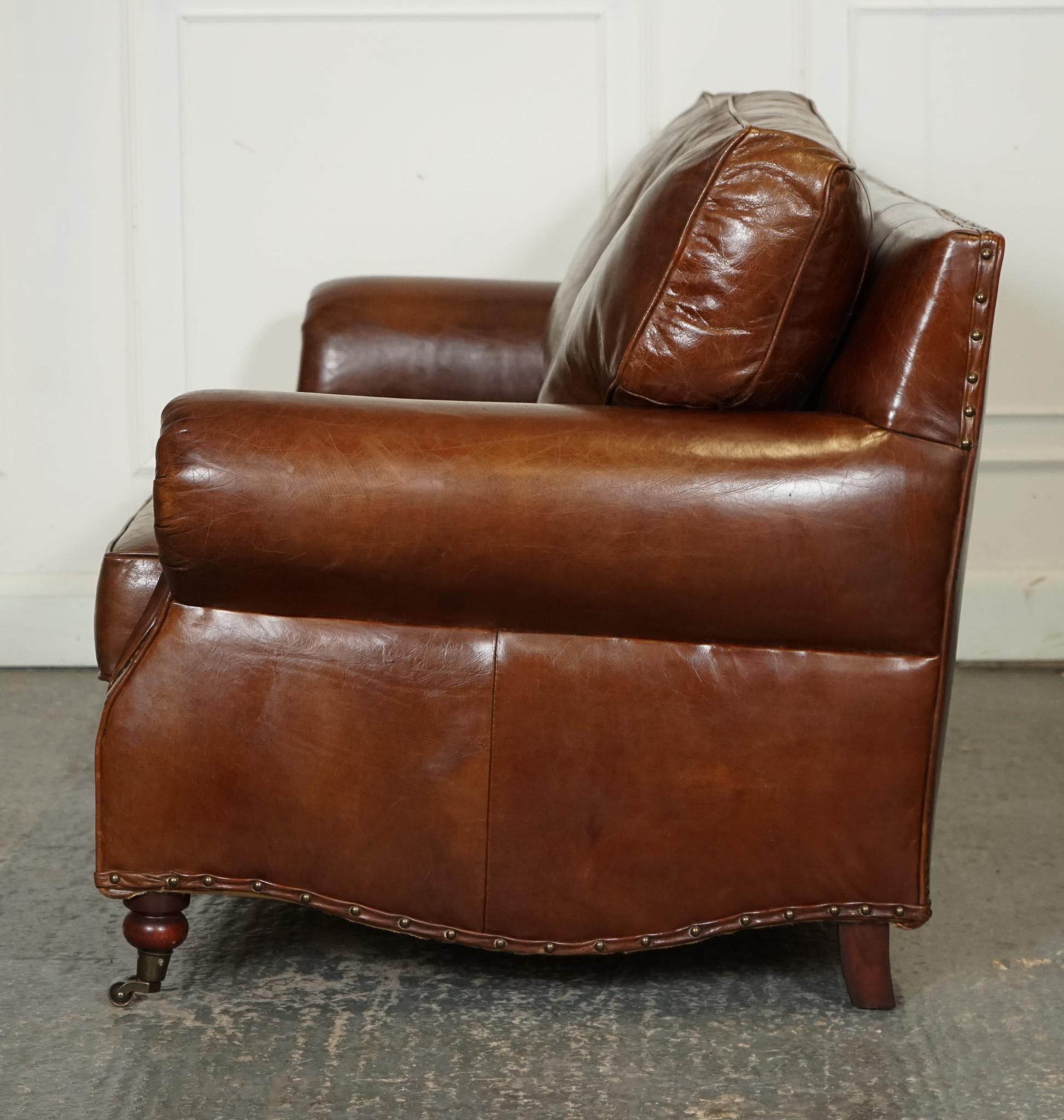 VINTAGE TiMOTHY OULTON HALO BALMORAL BROWN LEATHER TWO TO THREE SEATER SOFA 9