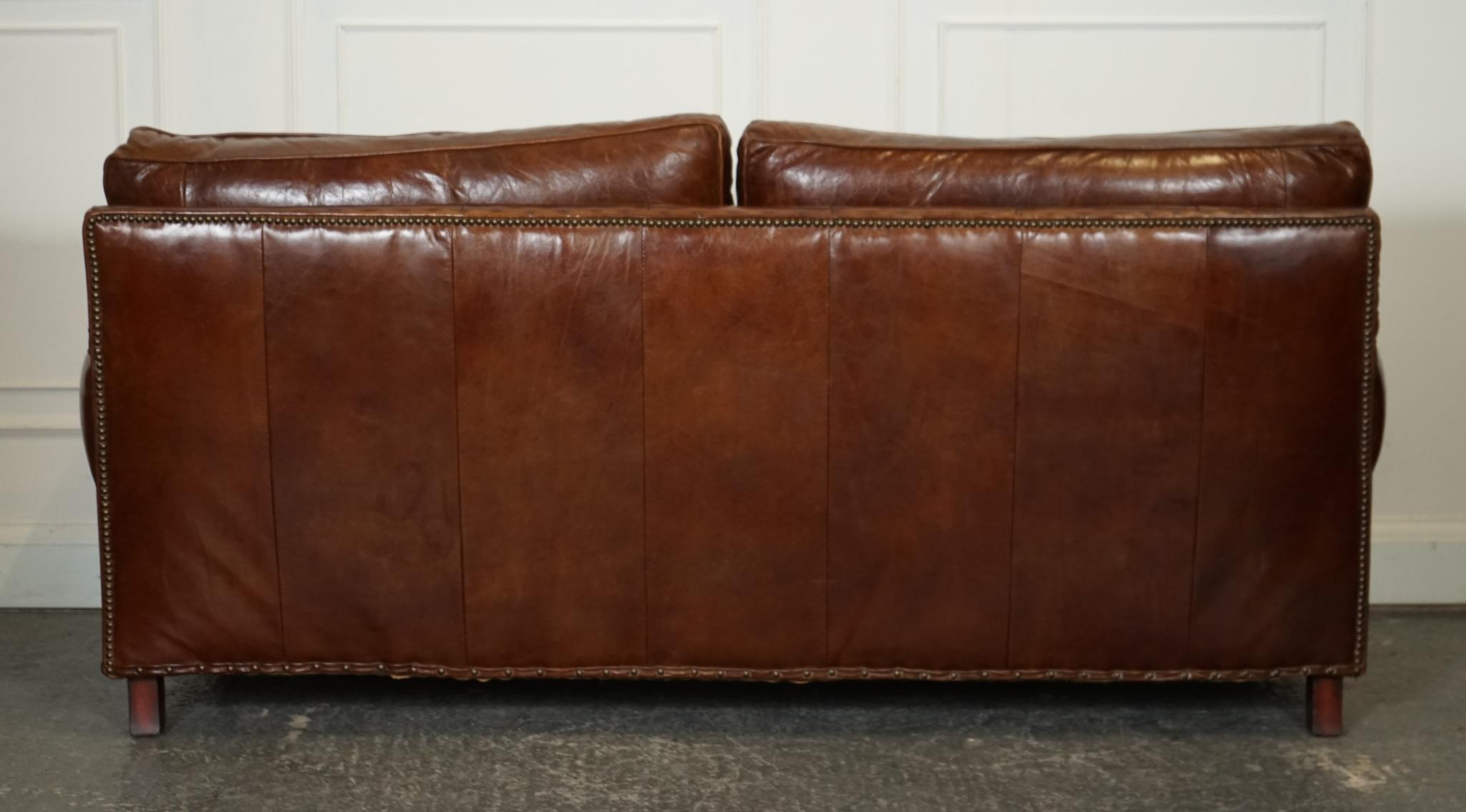VINTAGE TiMOTHY OULTON HALO BALMORAL BROWN LEATHER TWO TO THREE SEATER SOFA 10