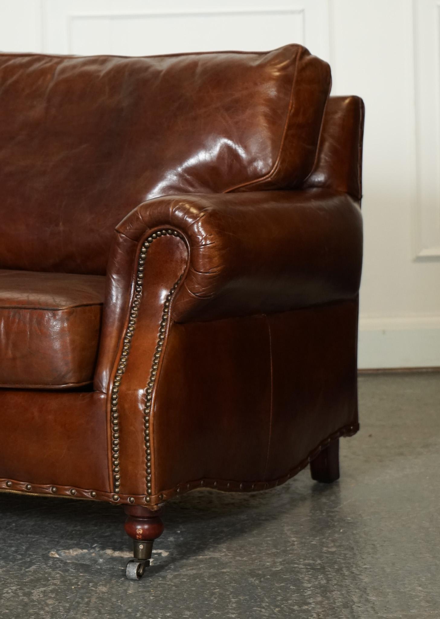 Hand-Crafted VINTAGE TiMOTHY OULTON HALO BALMORAL BROWN LEATHER TWO TO THREE SEATER SOFA