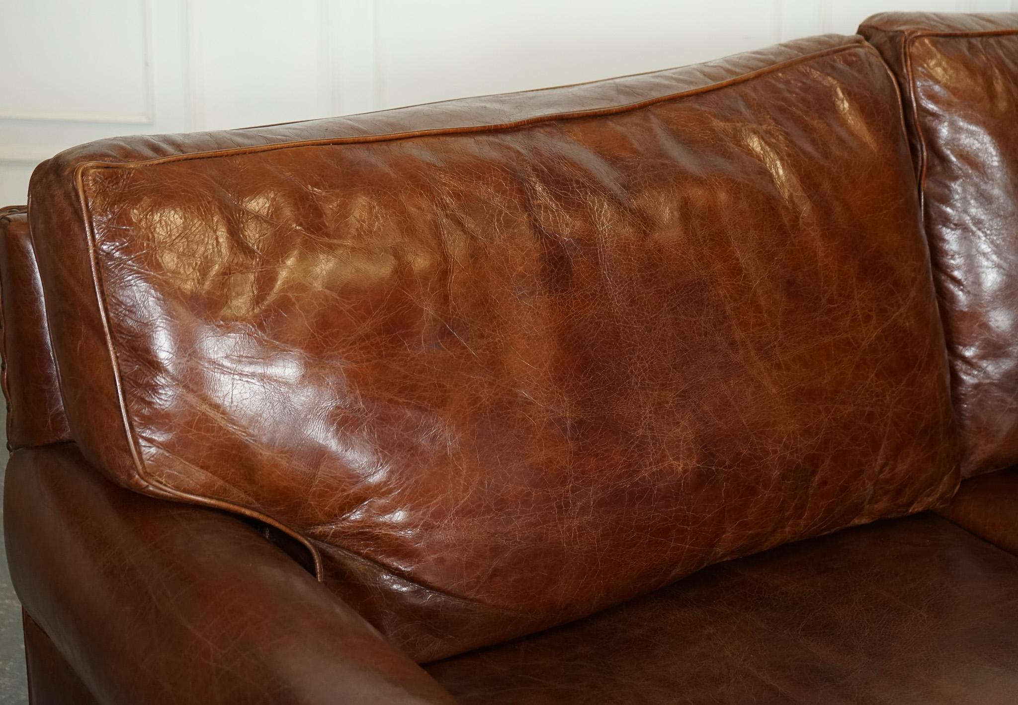 20th Century VINTAGE TiMOTHY OULTON HALO BALMORAL BROWN LEATHER TWO TO THREE SEATER SOFA