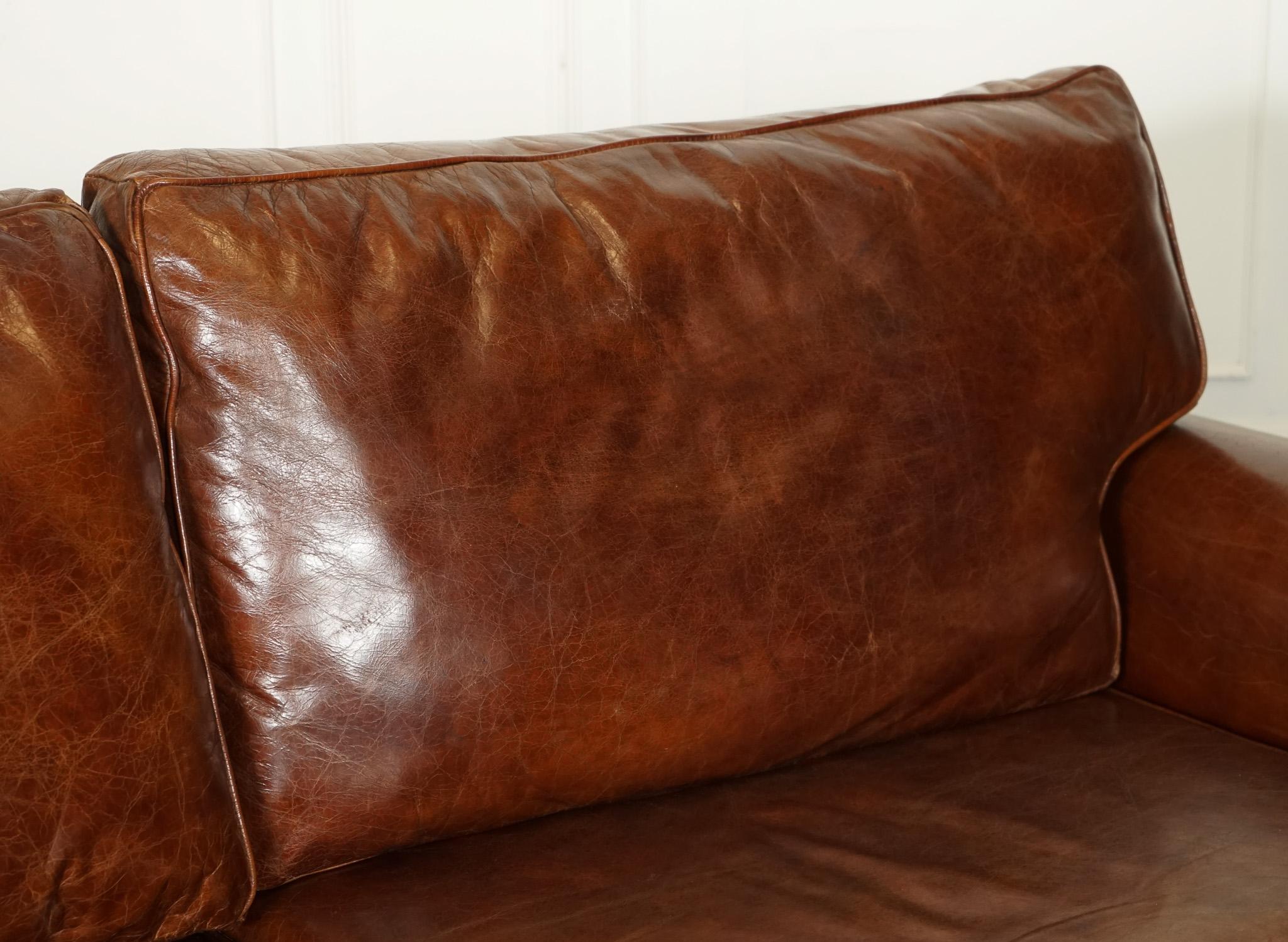 Leather VINTAGE TiMOTHY OULTON HALO BALMORAL BROWN LEATHER TWO TO THREE SEATER SOFA