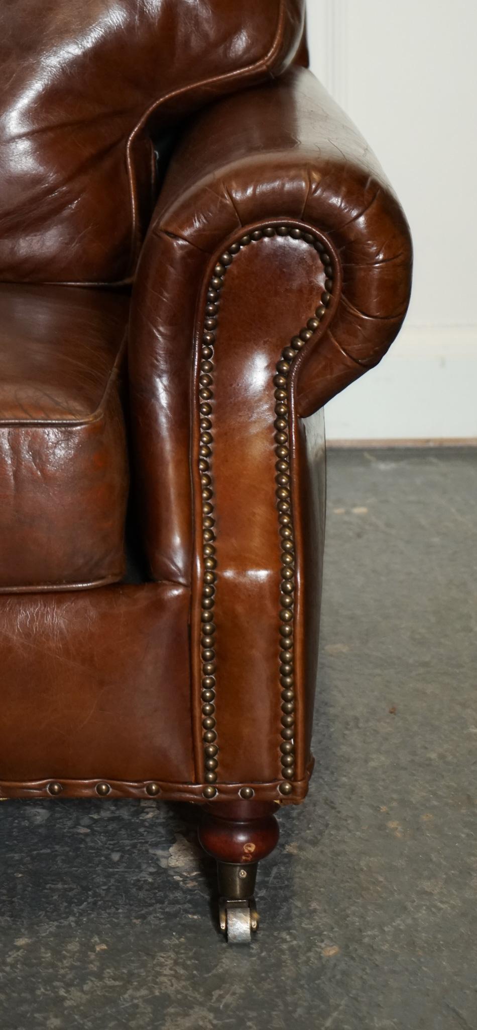 VINTAGE TiMOTHY OULTON HALO BALMORAL BROWN LEATHER TWO TO THREE SEATER SOFA 1