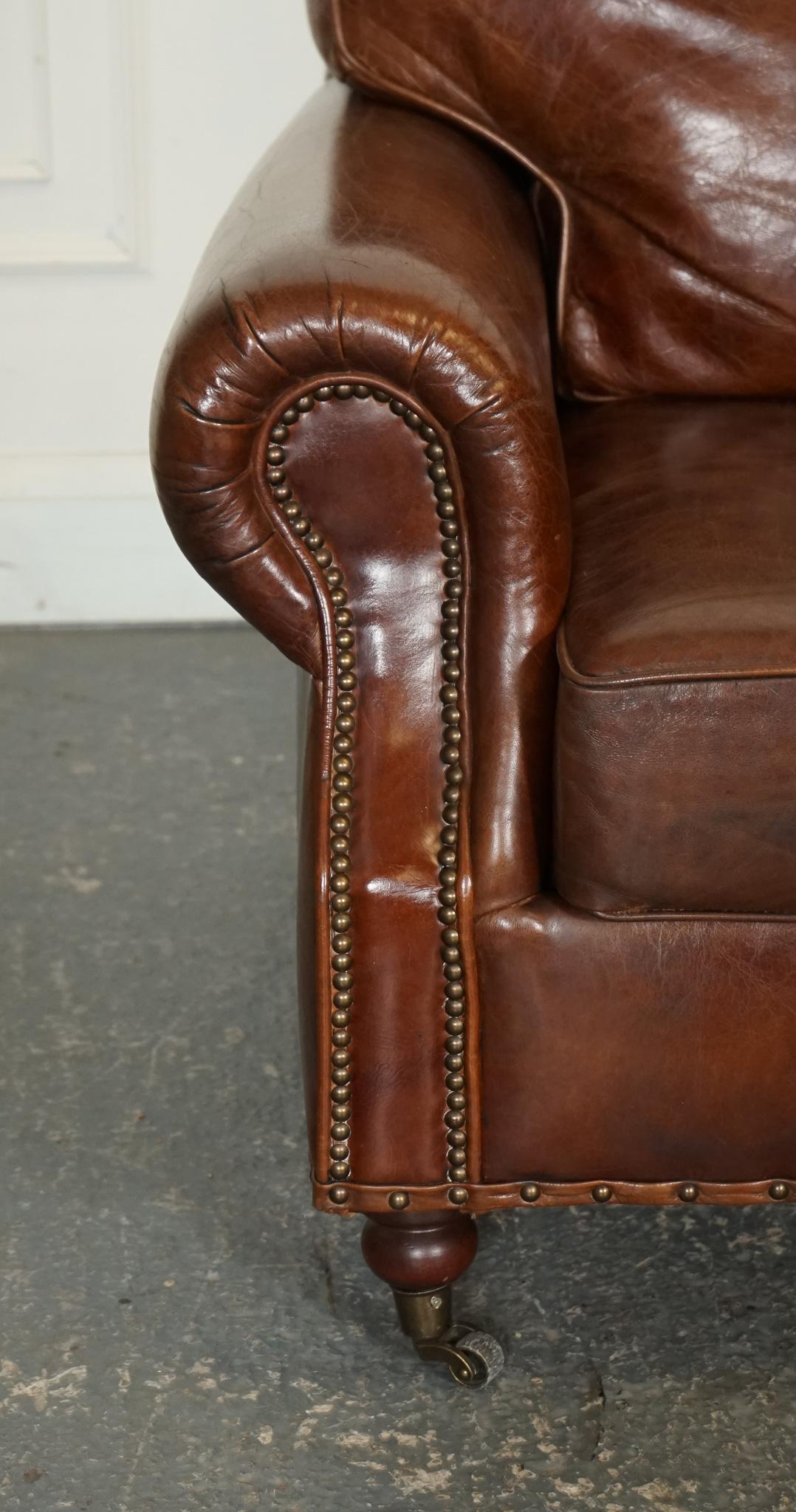 VINTAGE TiMOTHY OULTON HALO BALMORAL BROWN LEATHER TWO TO THREE SEATER SOFA 2
