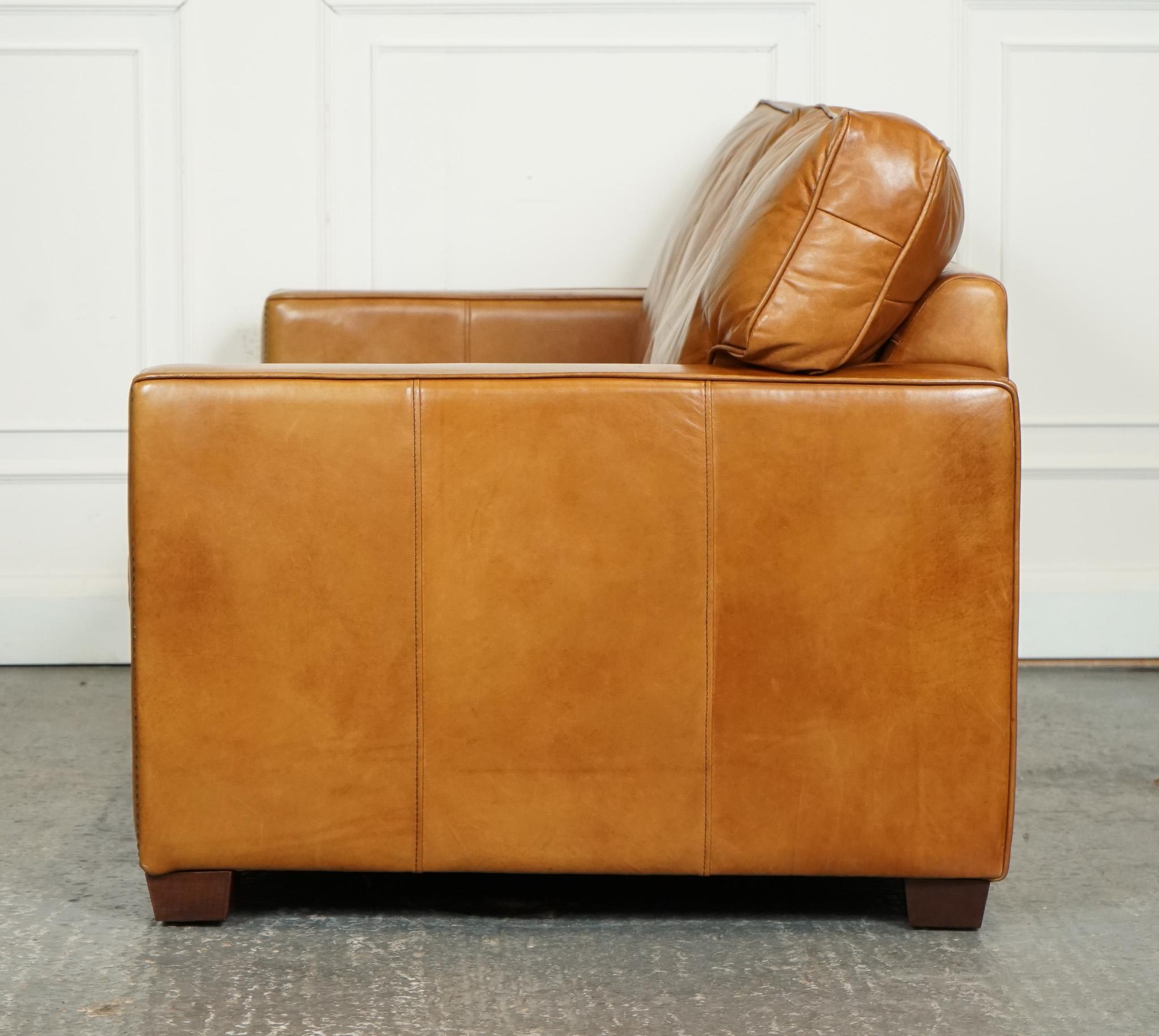 VINTAGE TIMOTHY OULTON ViSCOUNT TAN LEATHER 2 TO 3 SEATER SOFA 3