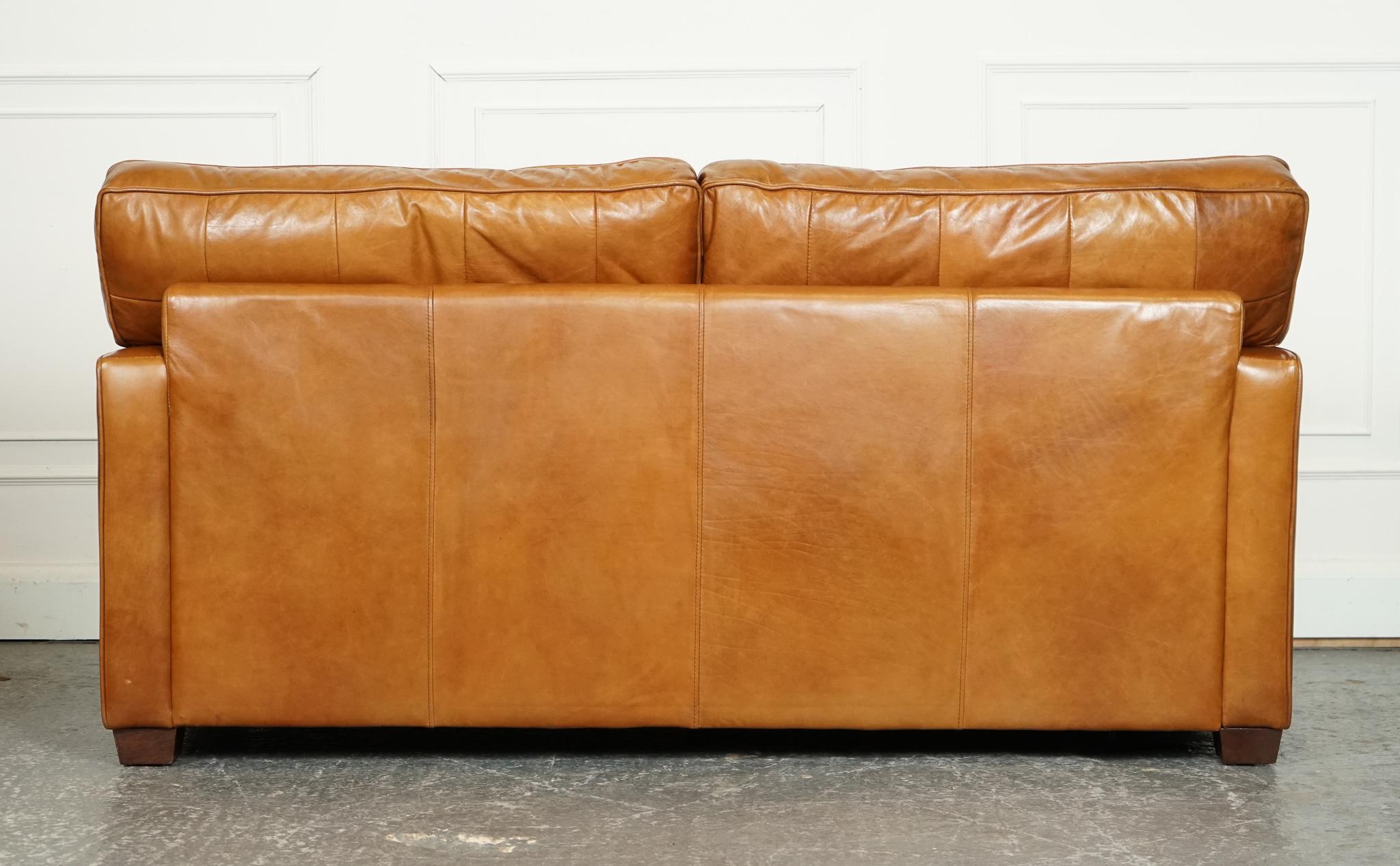 VINTAGE TIMOTHY OULTON ViSCOUNT TAN LEATHER 2 TO 3 SEATER SOFA 4